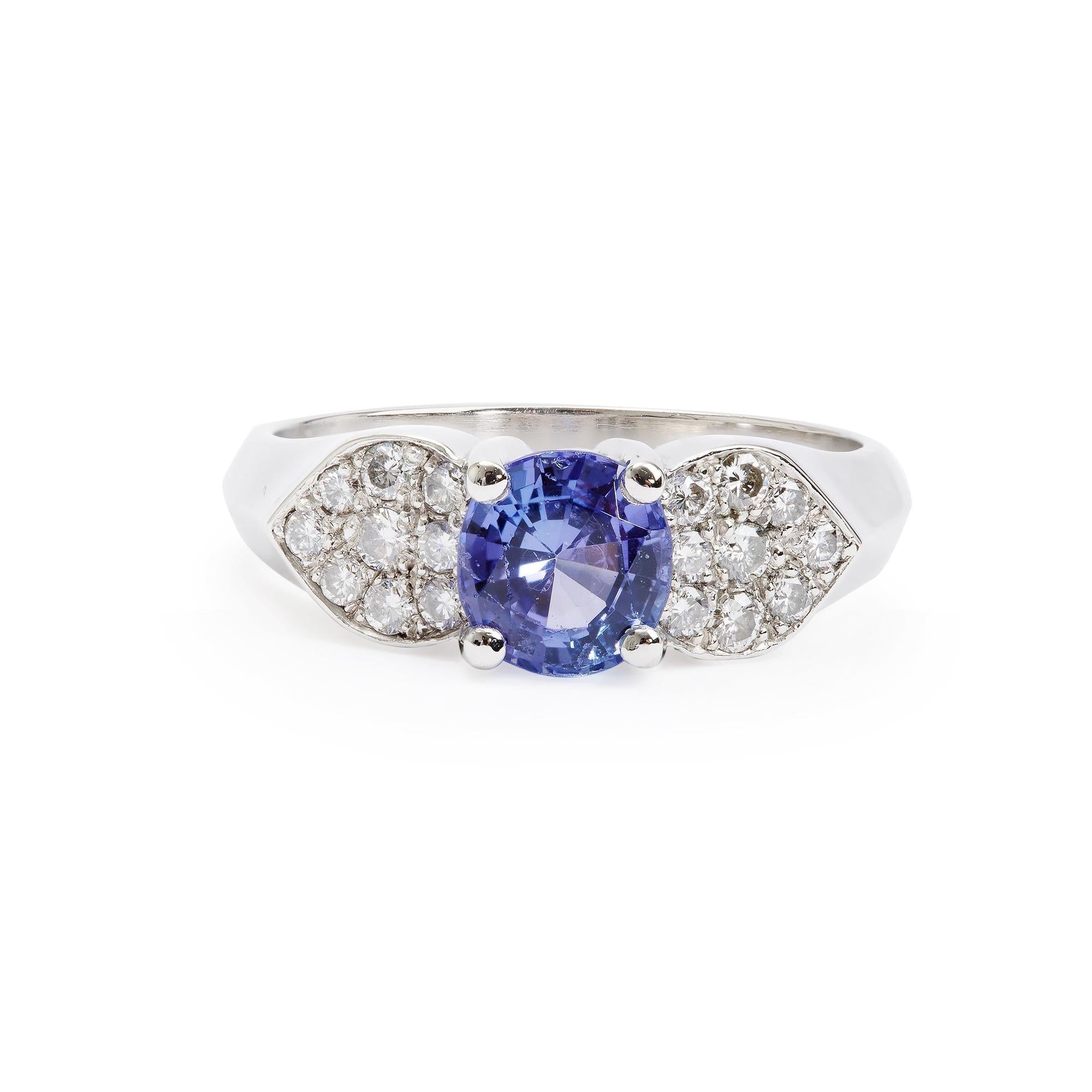 Platinum Tanzanite & Diamond Cocktail Ring, Size 6.5
