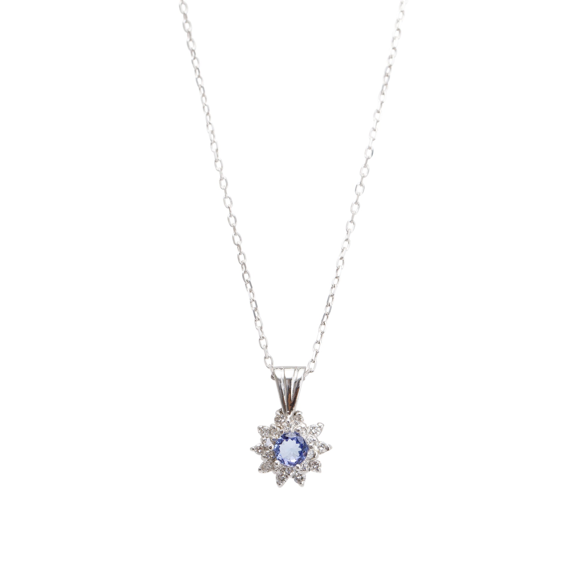 Platinum Tanzanite & Diamond Pendant Necklace