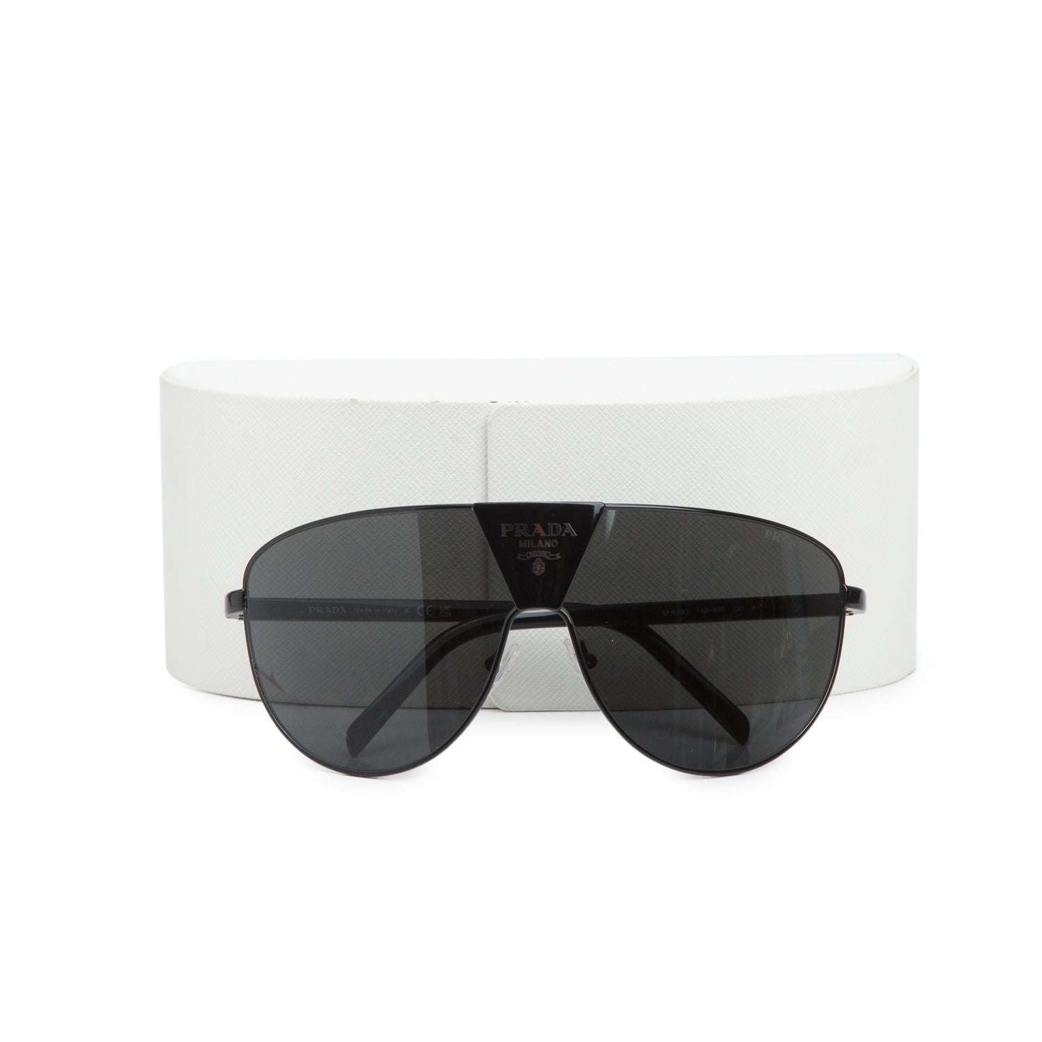Prada SPR 69Z Black Metal Shield Sunglasses w/ Case