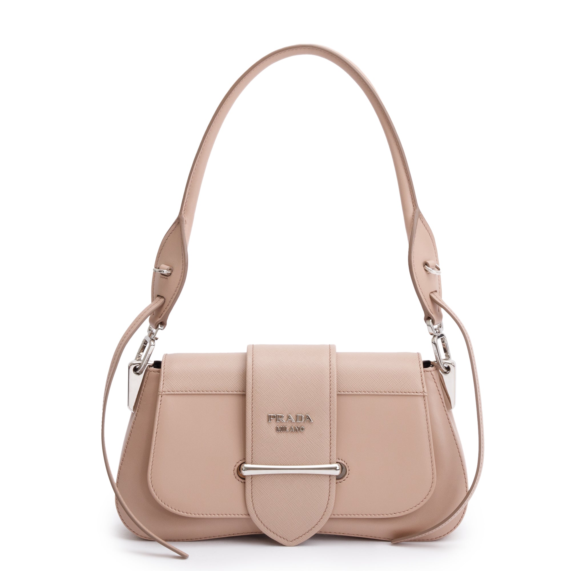 Prada 2020 Beige City Calf Saffiano Sidonie Shoulder Bag w/ Strap