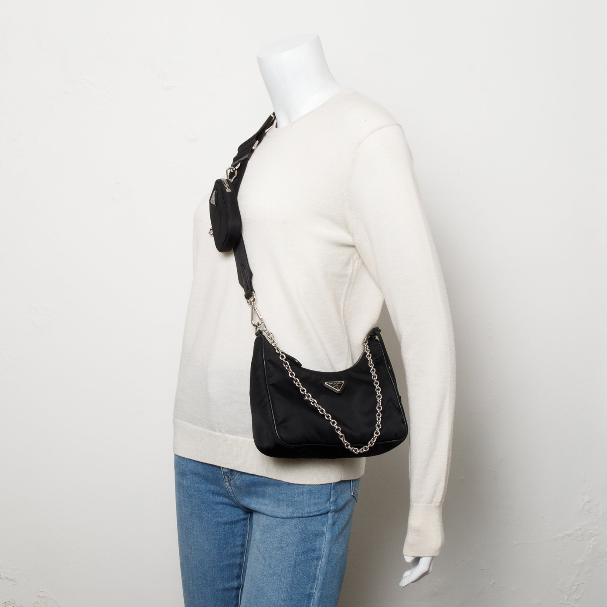 Prada 2020 Black Re-Edition 2005 Re-Nylon Shoulder Bag w/ Box, Receipt, & Authenticity Card