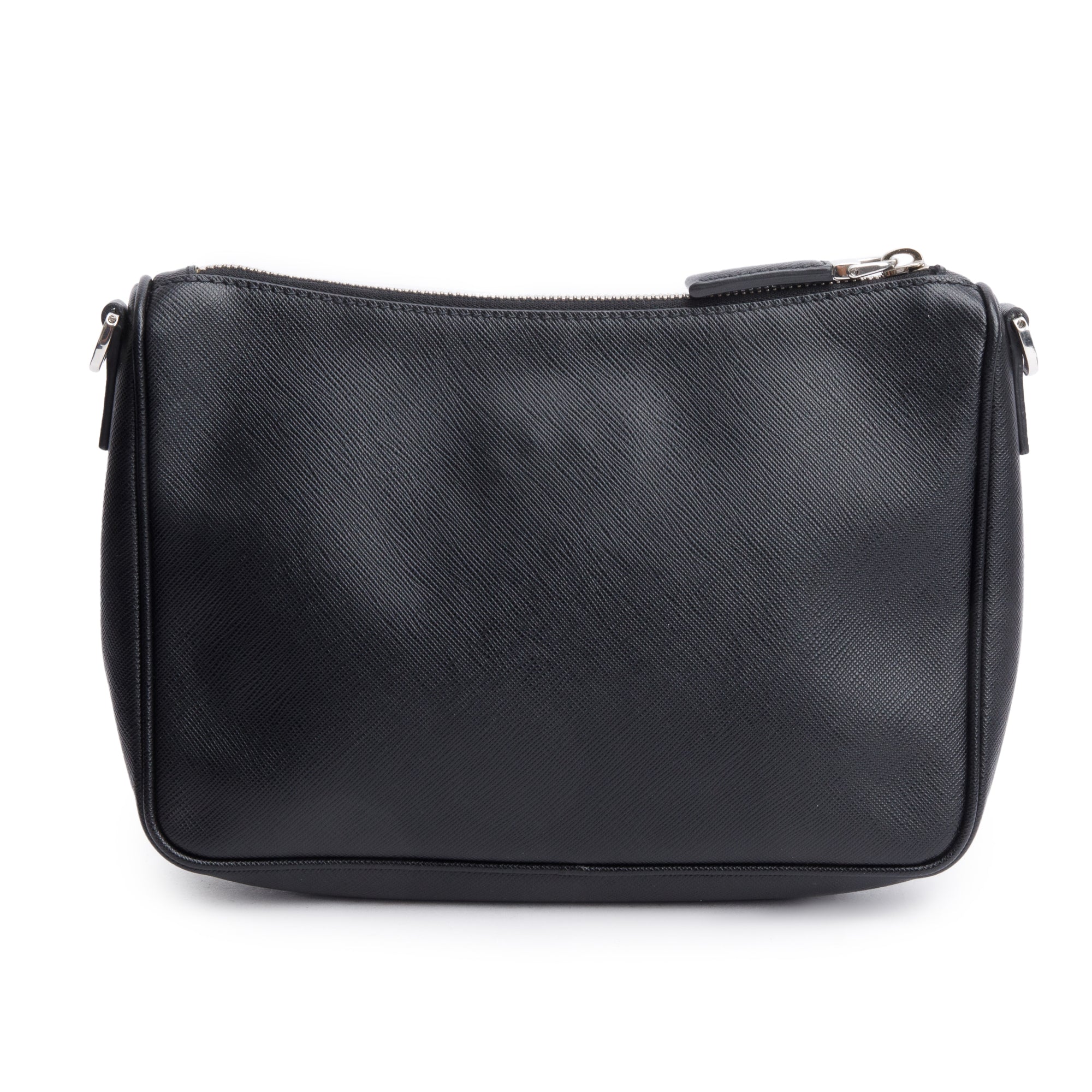 Prada 2020 Black Saffiano Travel Pocket Zippered Shoulder Bag w/ Authenticity Card