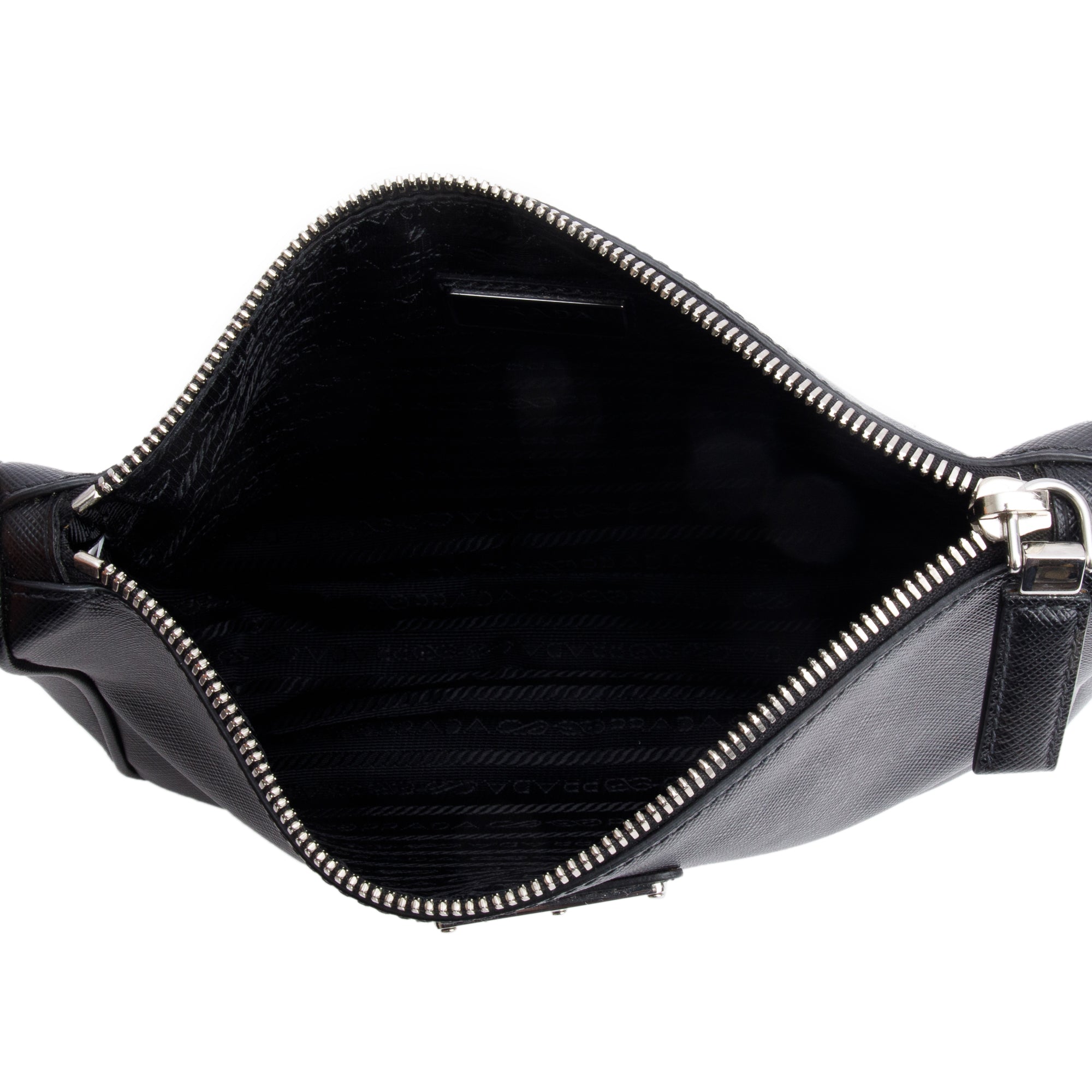 Prada 2020 Black Saffiano Travel Pocket Zippered Shoulder Bag w/ Authenticity Card