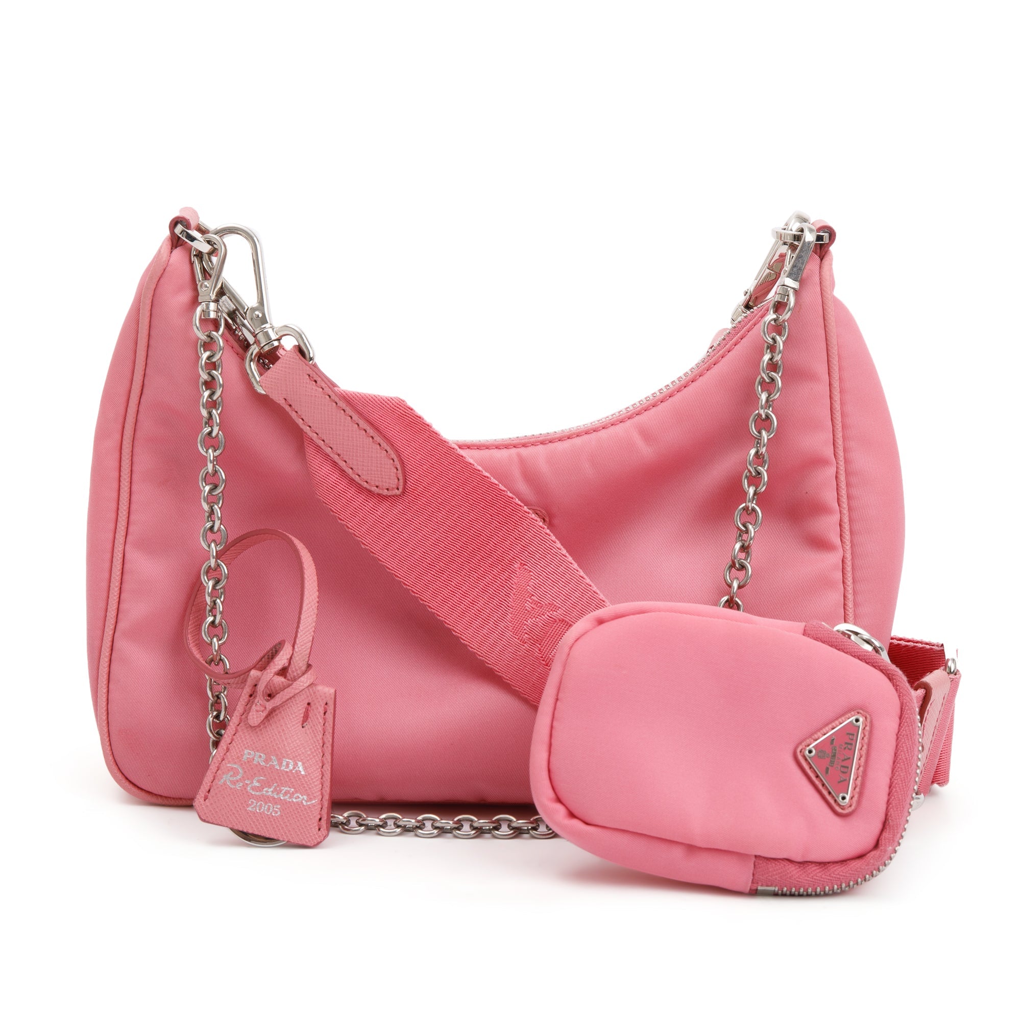 Prada 2020 Pink Re-Edition 2005 Re-Nylon Shoulder Bag w/ Authenticity Card