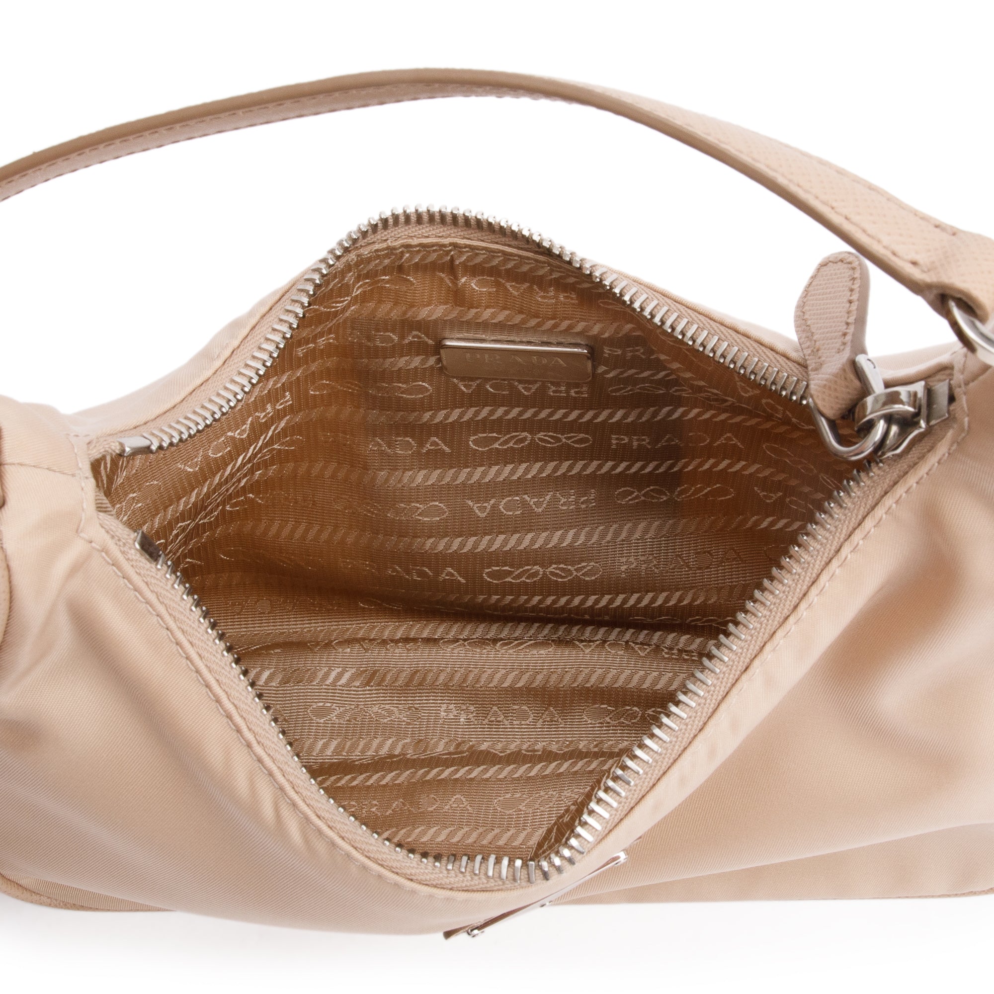 Prada 2021 Beige Re-Edition 2005 Re-Nylon and Saffiano Mini Bag w/ Box & Autheniticty Card