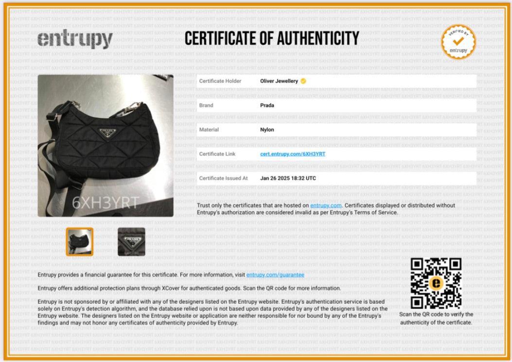 Prada 2021 Black Padded Re-Nylon Shoulder Bag w/ Authenticity Card