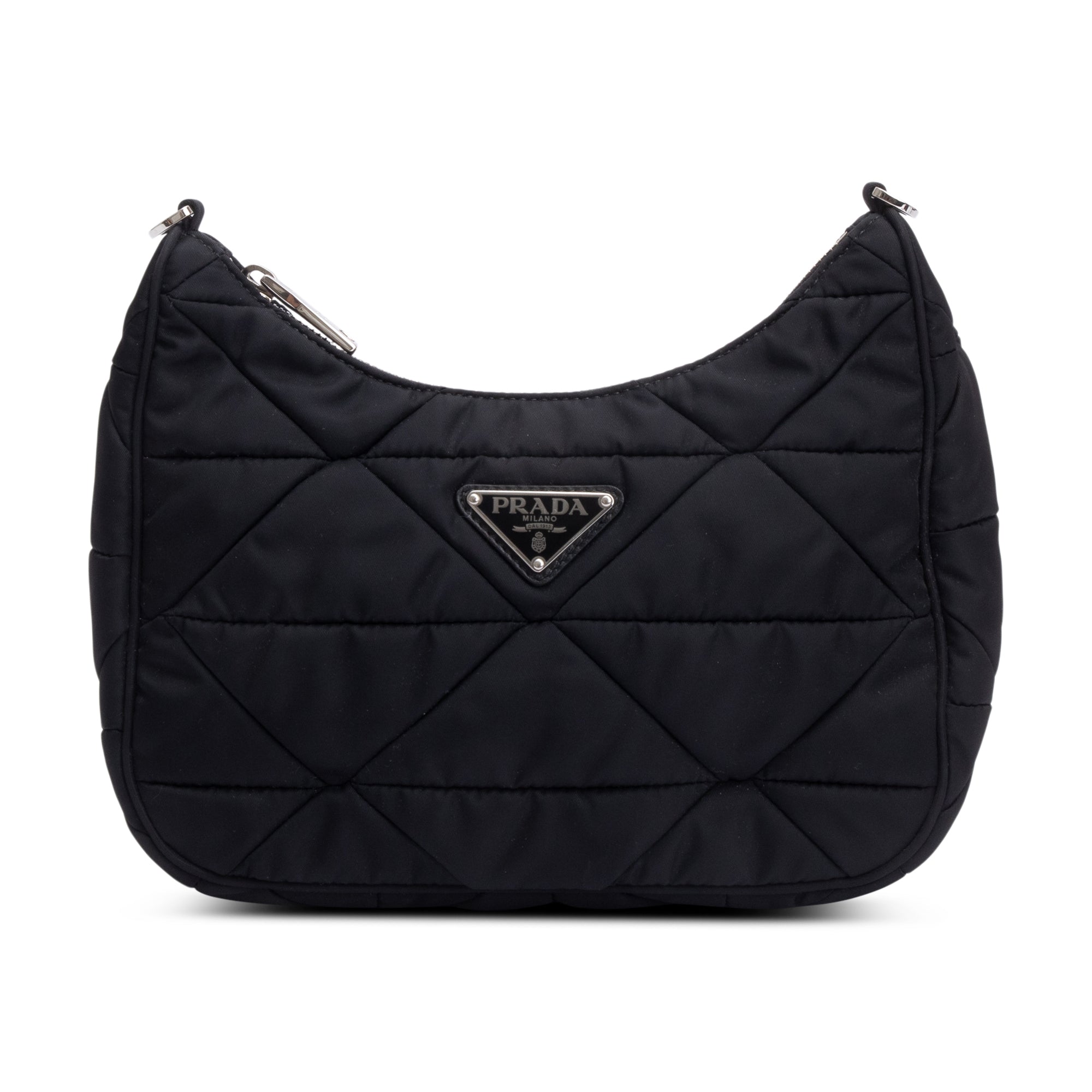 Prada 2021 Black Padded Re-Nylon Shoulder Bag w/ Authenticity Card