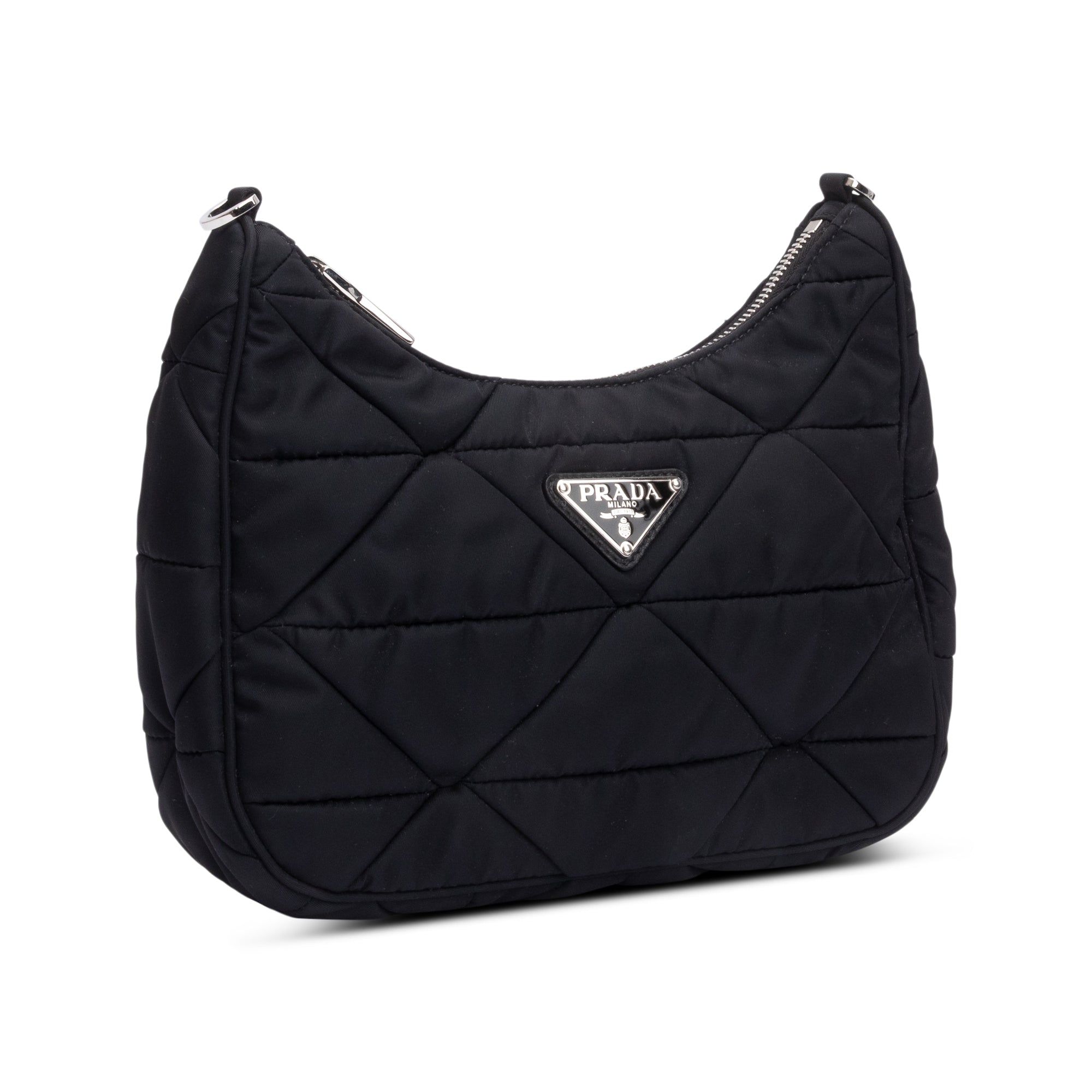 Prada 2021 Black Padded Re-Nylon Shoulder Bag w/ Authenticity Card