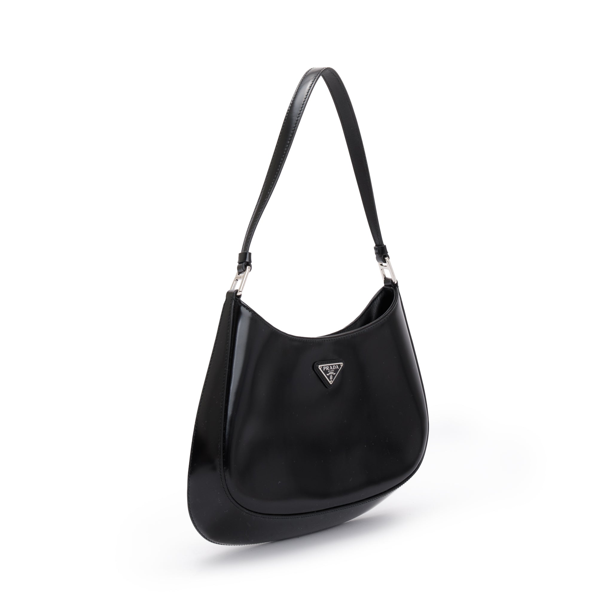 Prada 2021 Black Spazzolato Leather Cleo Bag w/ Authenticity Card