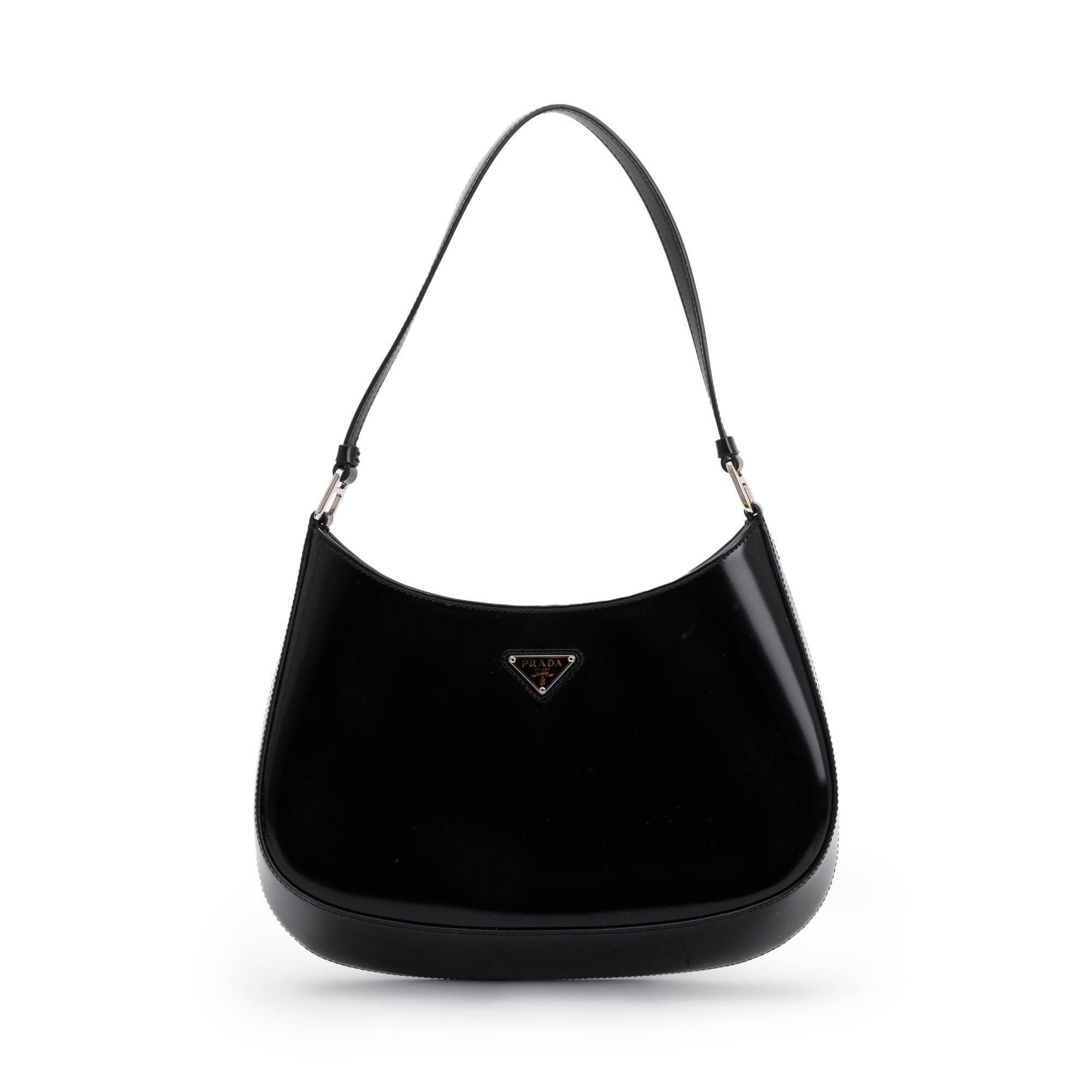 Prada 2021 Black Spazzolato Leather Cleo Bag w/ Authenticity Card