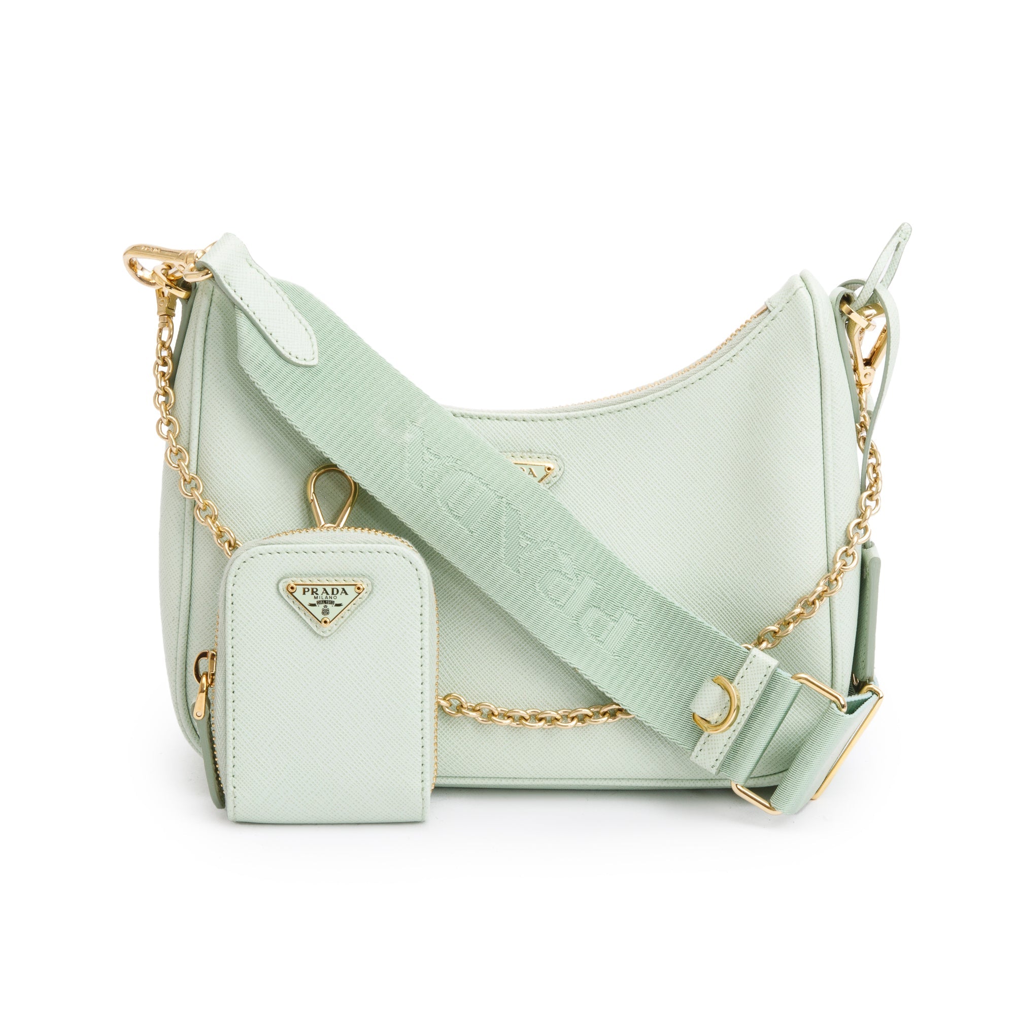 Prada 2021 Light Green Saffiano Leather Re-Edition 2005 Shoulder Bag