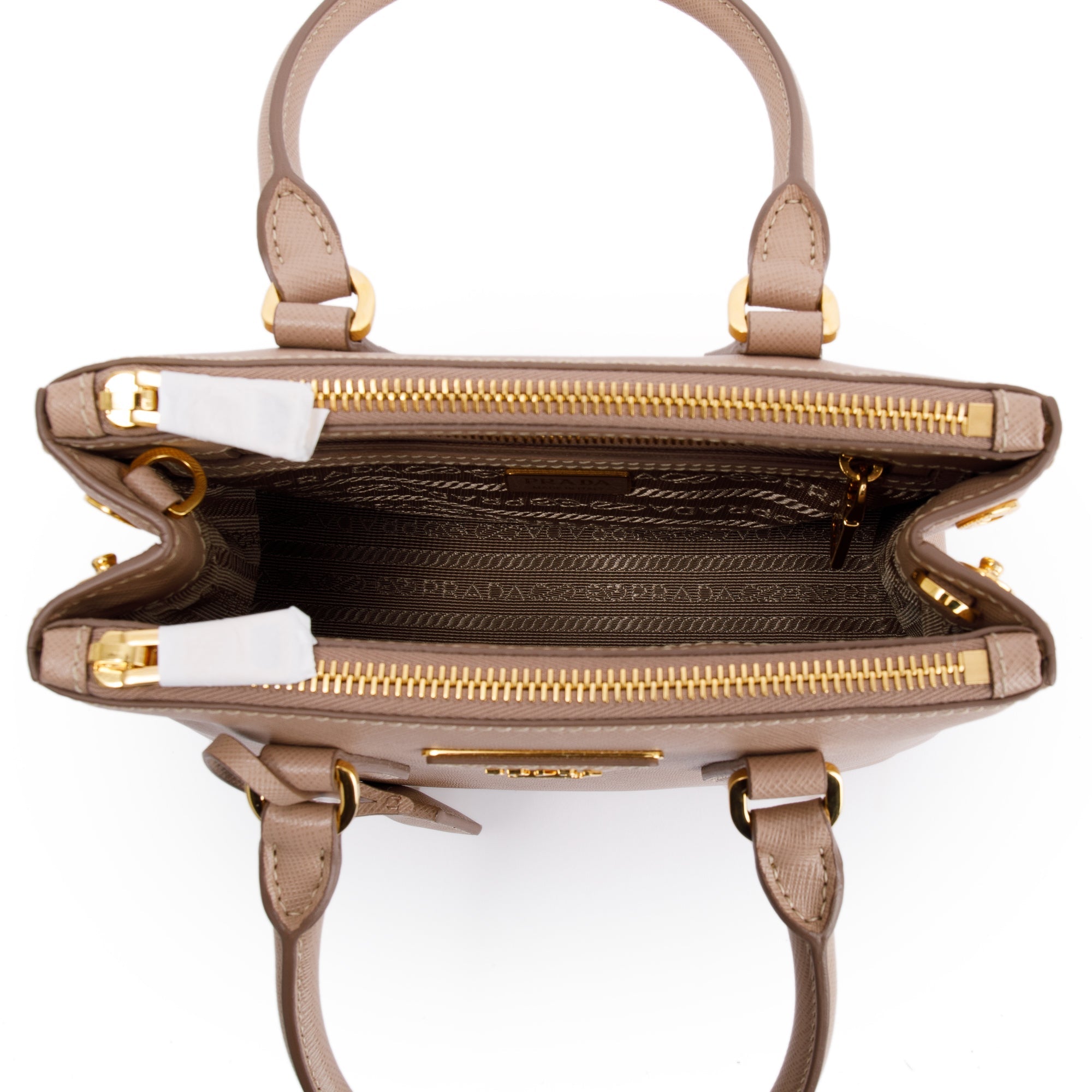 Prada 2021 Mini Saffiano Lux Galleria Double Zip Tote w/ Strap