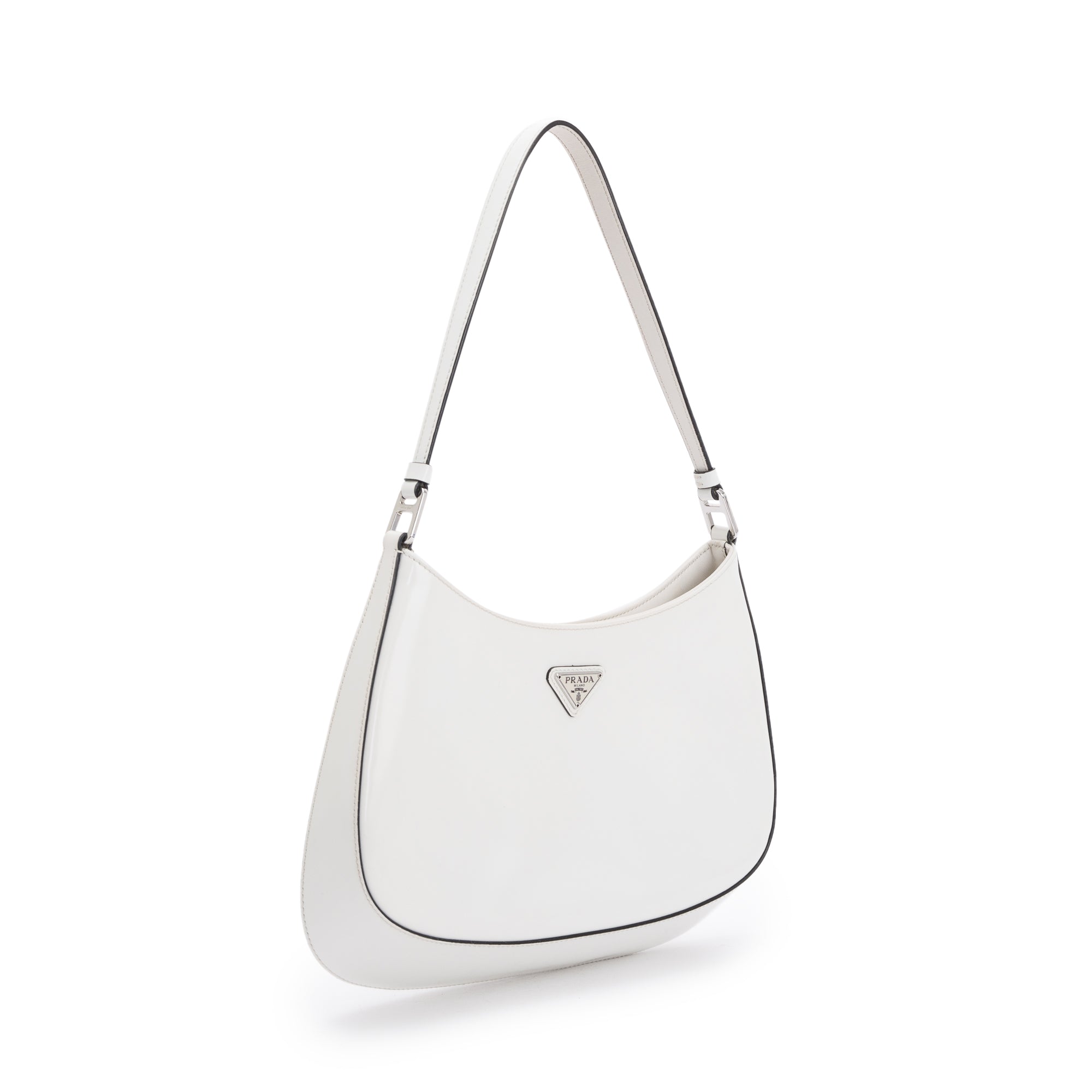 Prada 2021 White Spazzolato Leather Cleo Bag w/ Authenticity Card