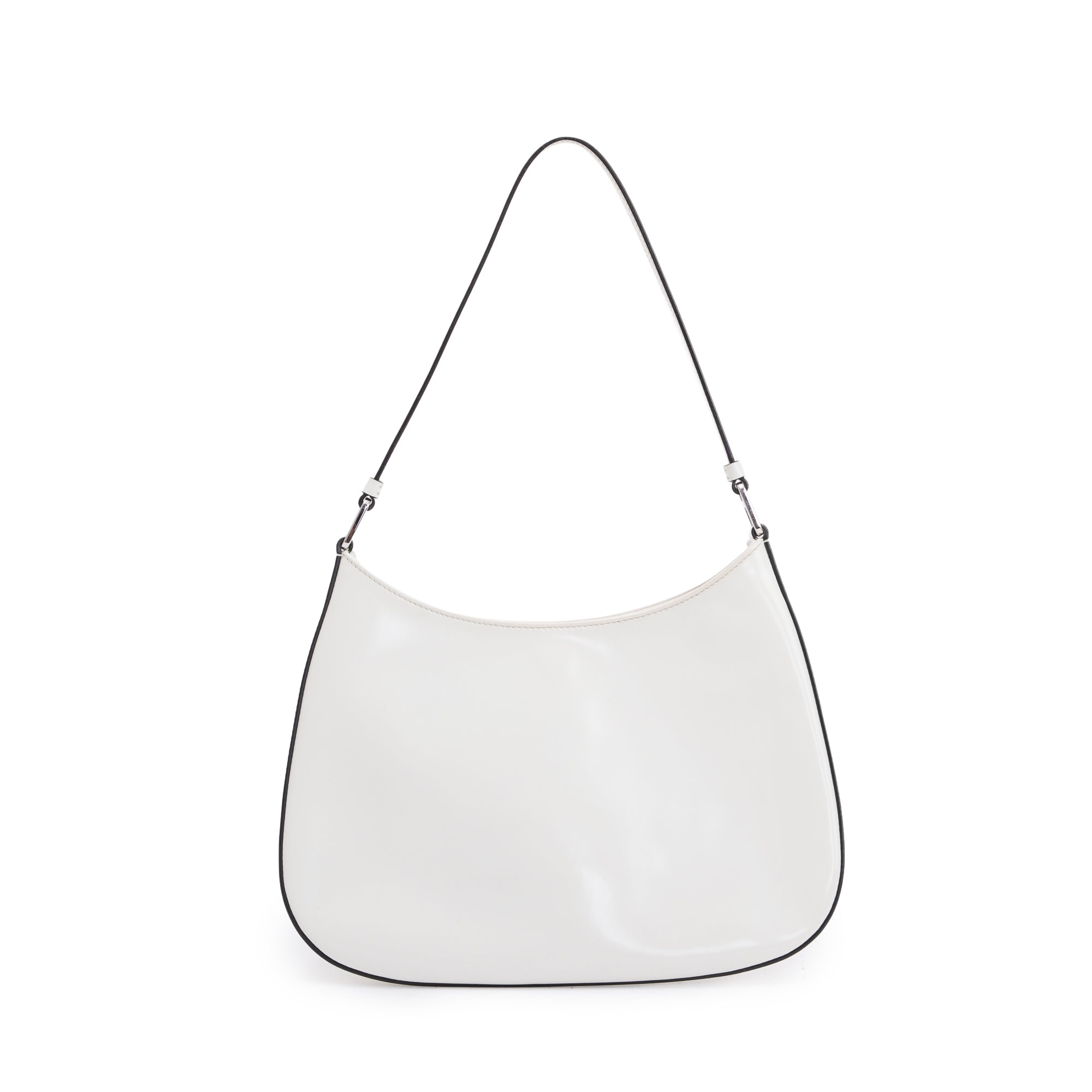 Prada 2021 White Spazzolato Leather Cleo Bag w/ Authenticity Card