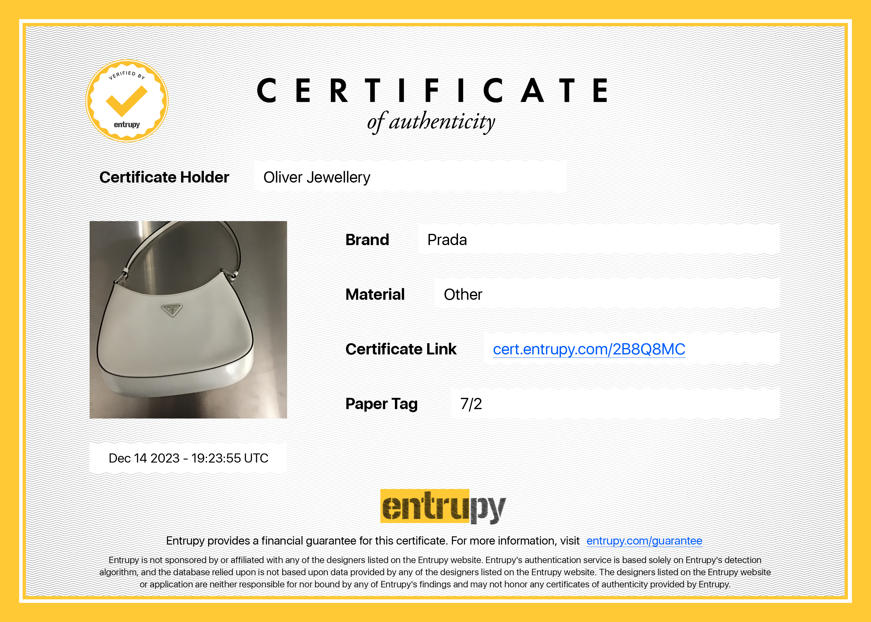 Prada 2021 White Spazzolato Leather Cleo Bag w/ Authenticity Card