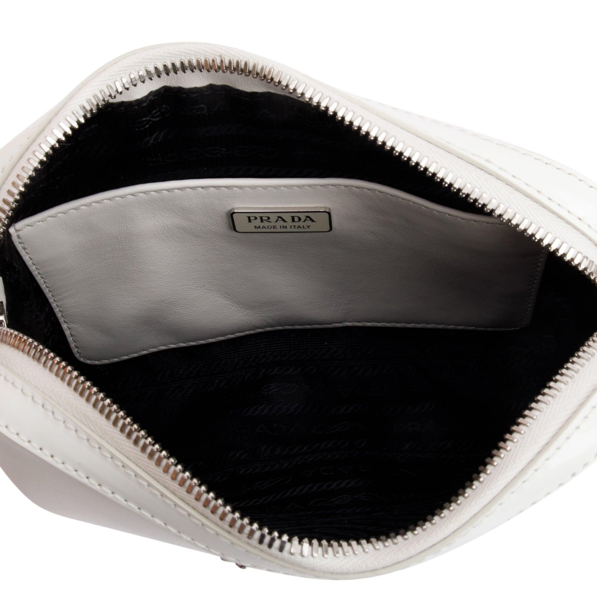 Prada 2021 White Spazzolato Leather Small Brique Crossbody Bag w/ Box & Authenticity Card