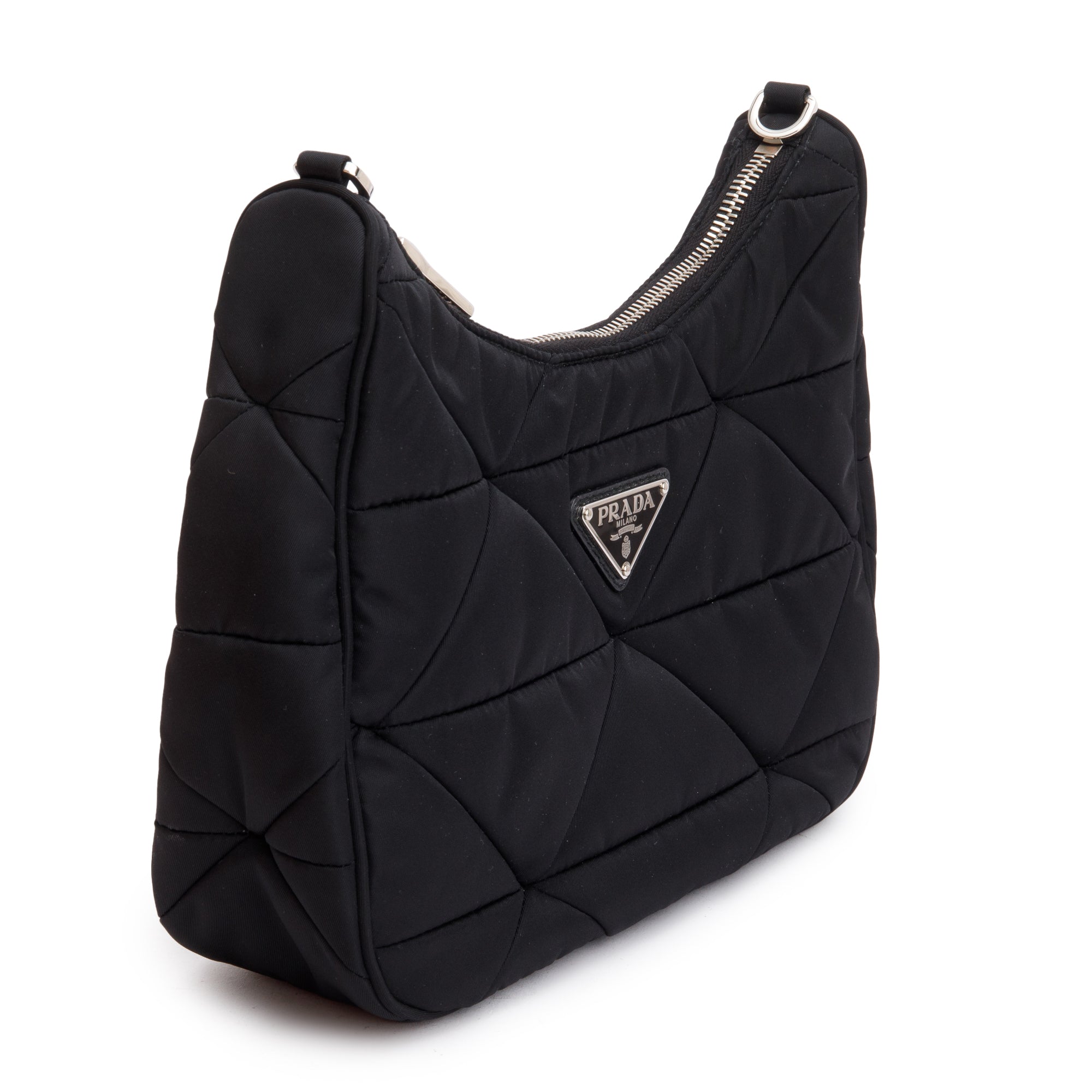 Prada 2022 Black Padded Re-Nylon Shoulder Bag w/ Box & Authenticity Card