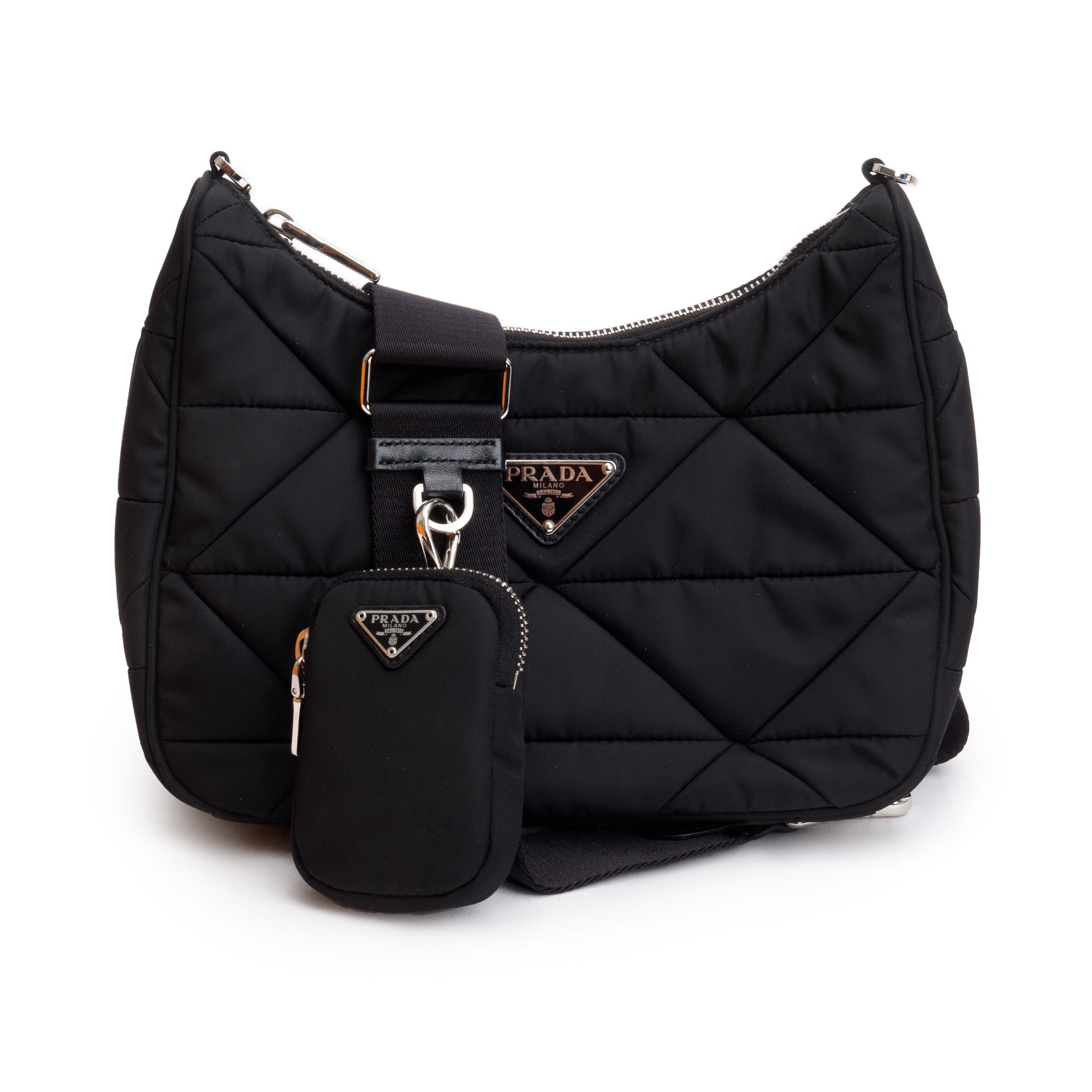 Prada 2022 Black Padded Re-Nylon Shoulder Bag w/ Box & Authenticity Card