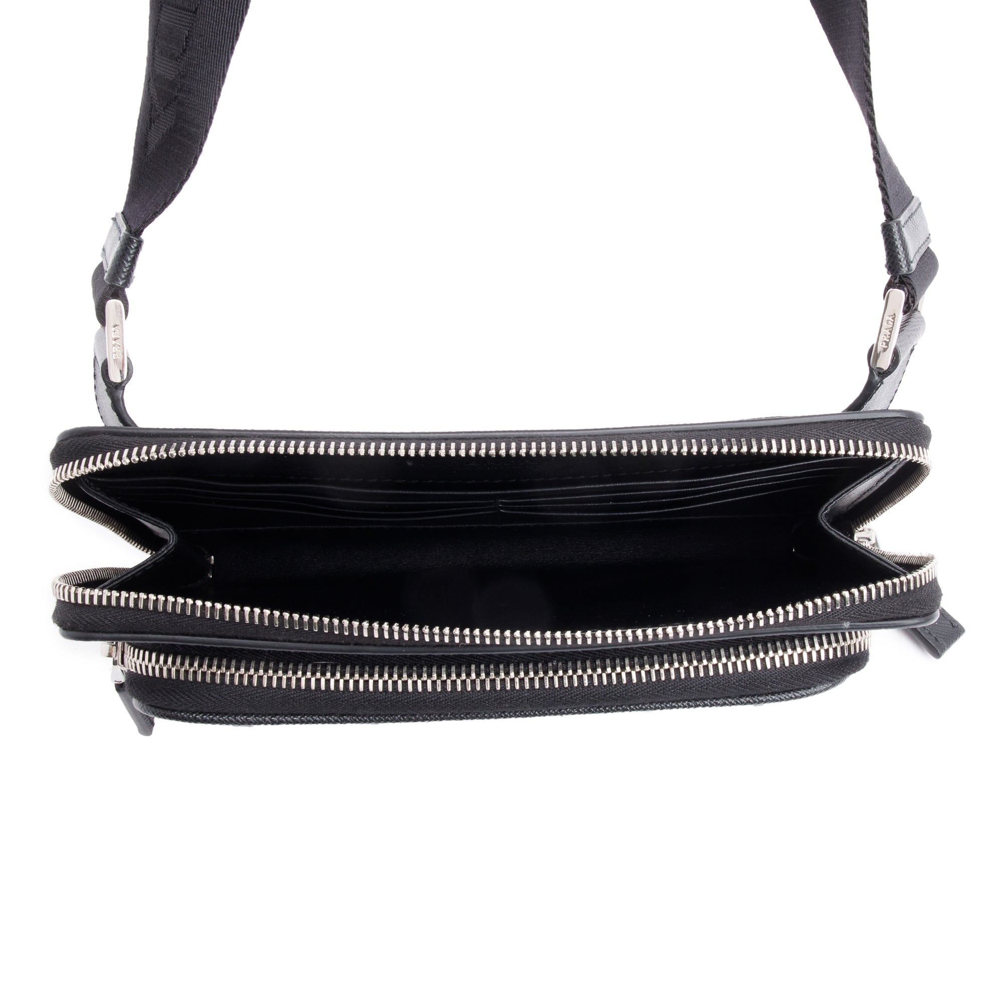 Prada 2022 Black Saffiano Travel Leather Belt Bag w/ Authenticity Card