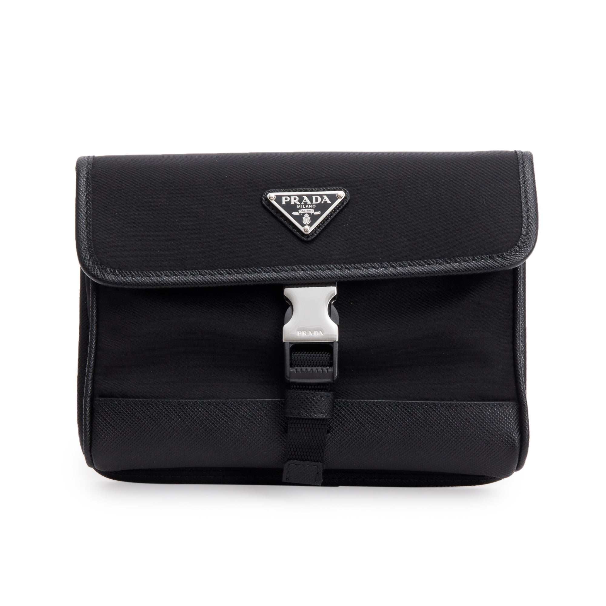 Prada 2024 Black Re-Nylon and Saffiano Leather Smatphone Case Bag w/ Box