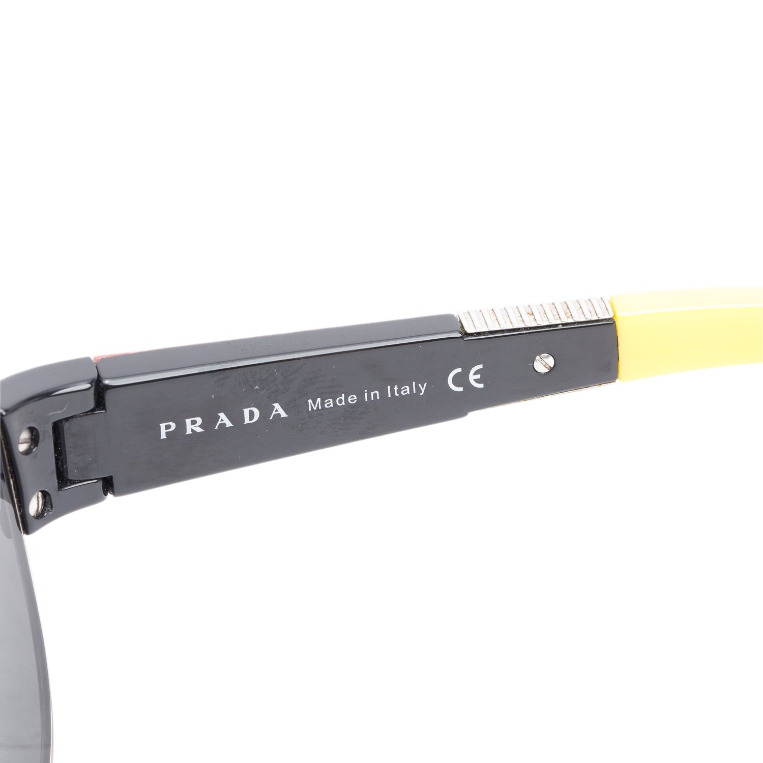 Prada Black & Yellow SPS 51H Linea Rossa Aviator Sunglasses w/ Case