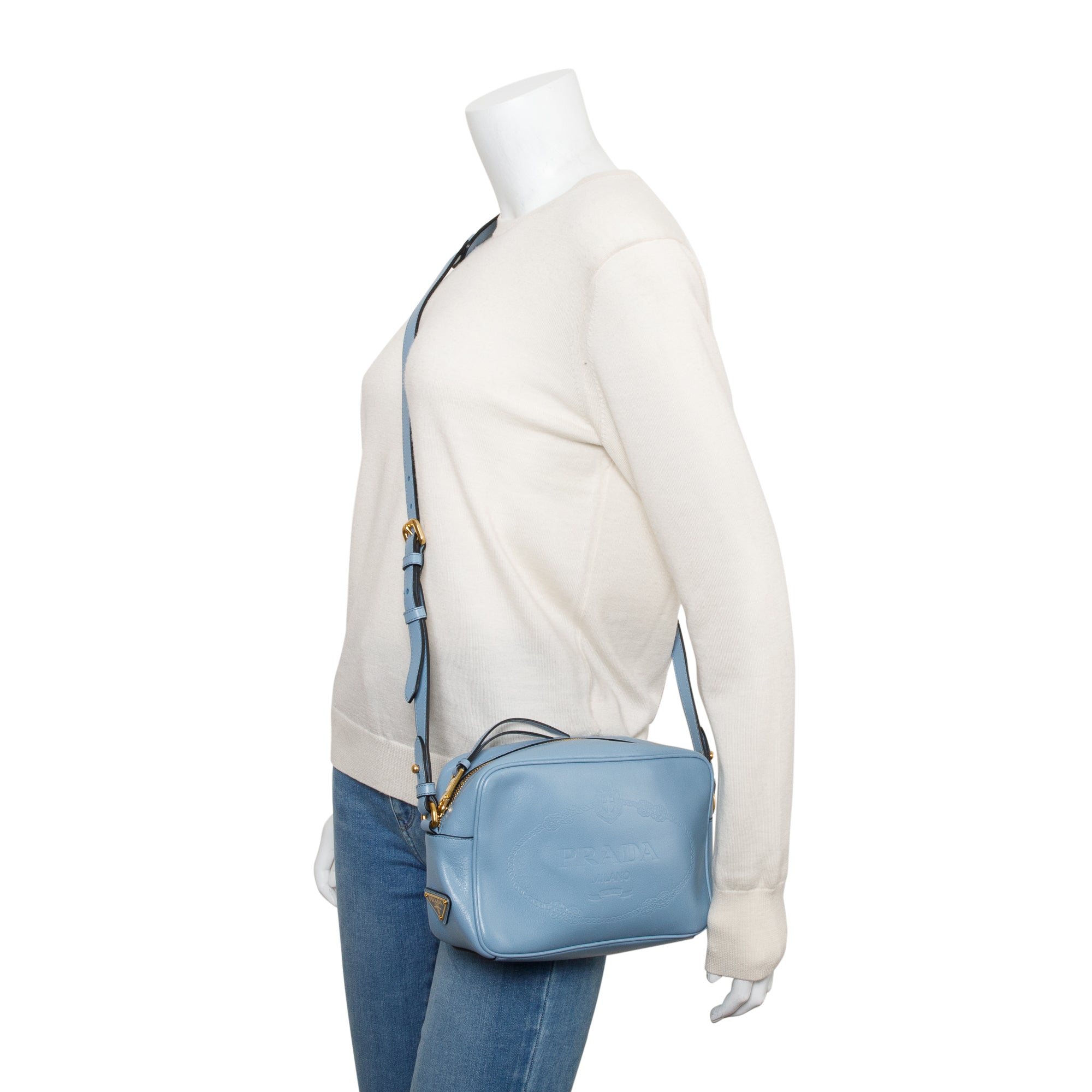 Prada Astrale Glace Calf Leather Logo Camera Crossbody Bag w/ Authenticity Card