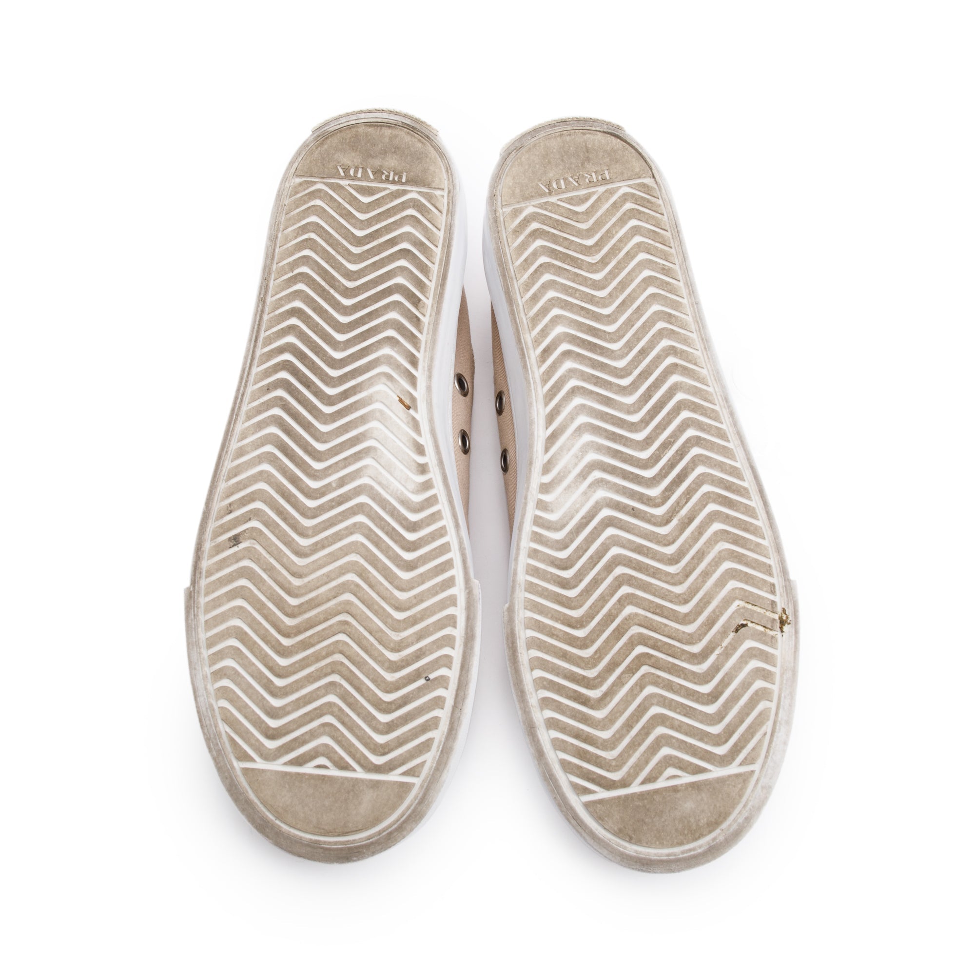 Prada Beige Fabric Sneakers, Size 40 w/ Box