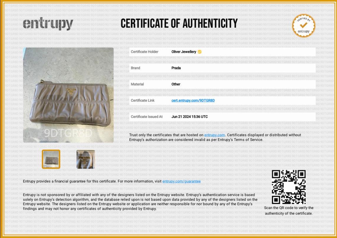 Prada Beige Nappa Gaufre Small Zip Pouch w/ Box