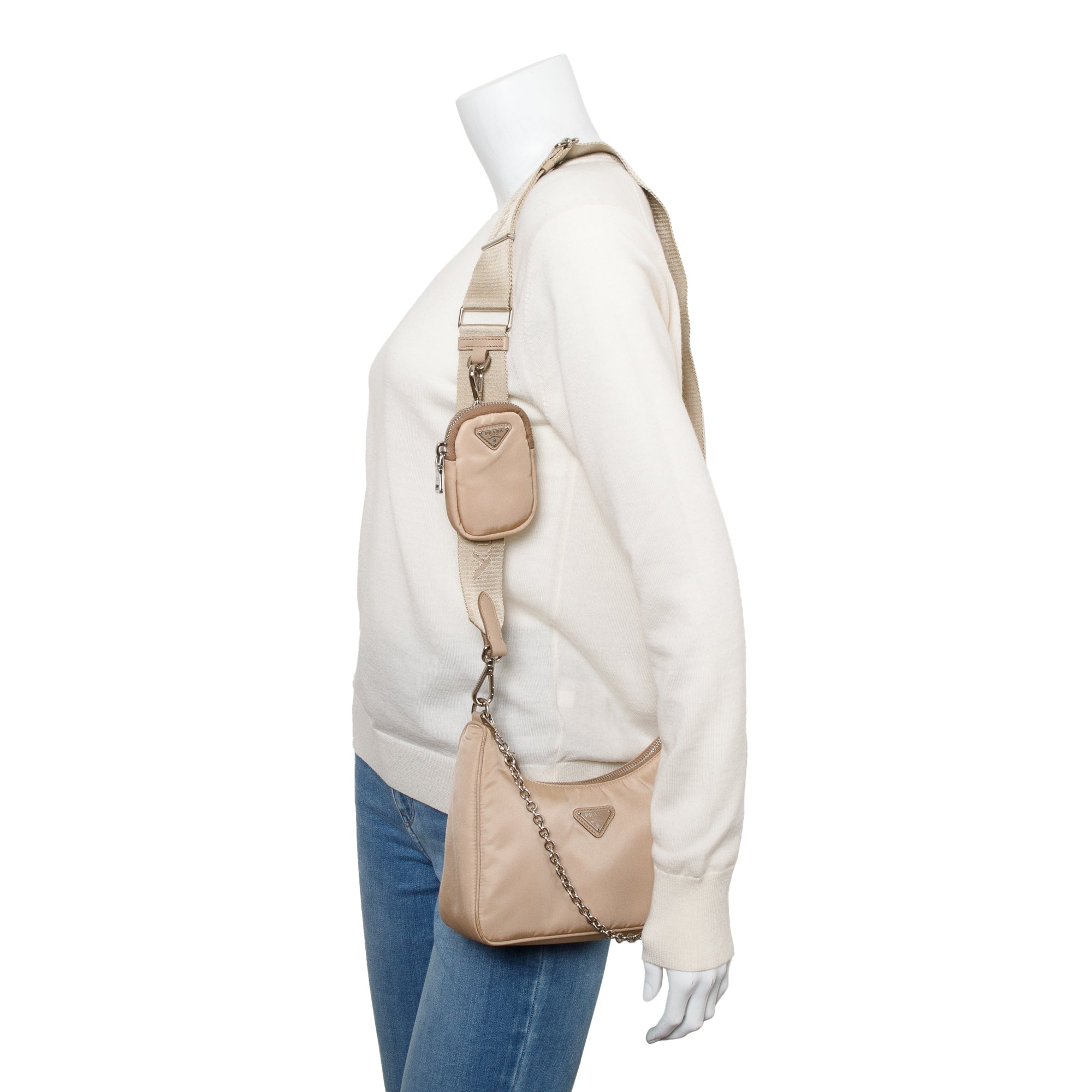 Prada Beige Re-Edition 2005 Re-Nylon Shoulder Bag