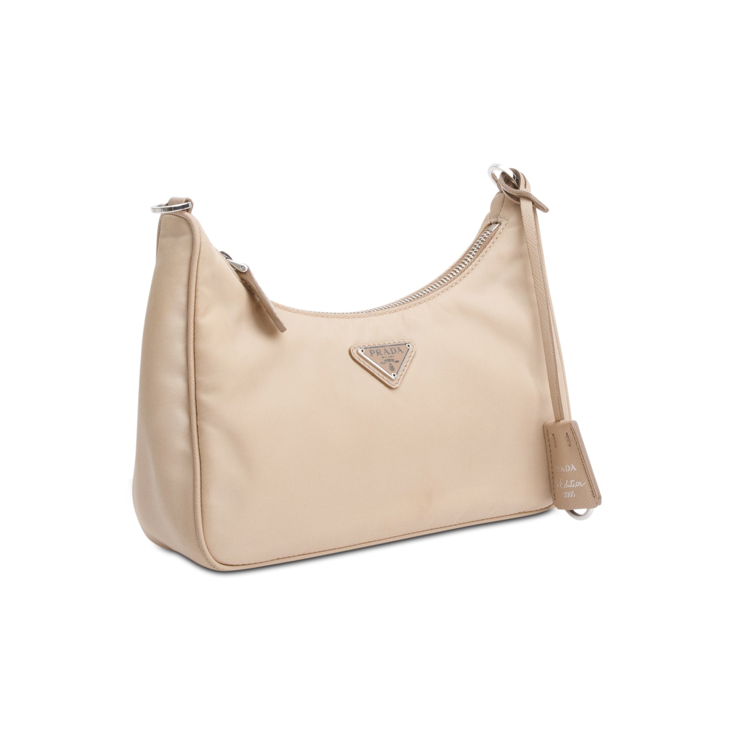 Prada Beige Re-Edition 2005 Re-Nylon Shoulder Bag w/ Authenticity Card