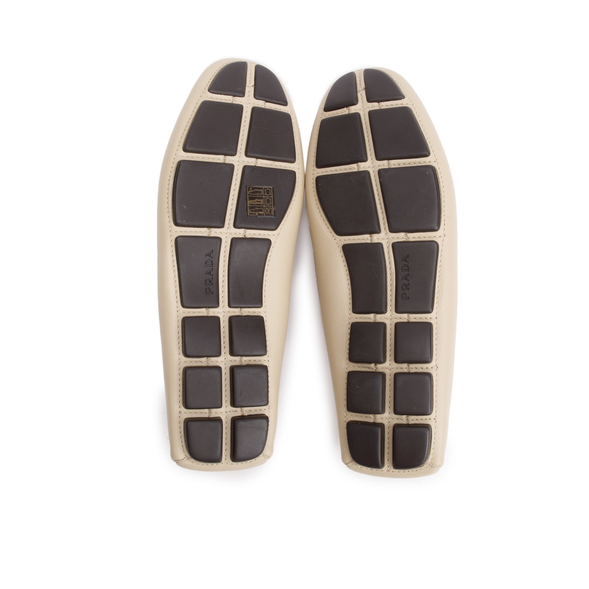Prada Beige Saffiano Leather Driver Men's Loafers, Size 7.5