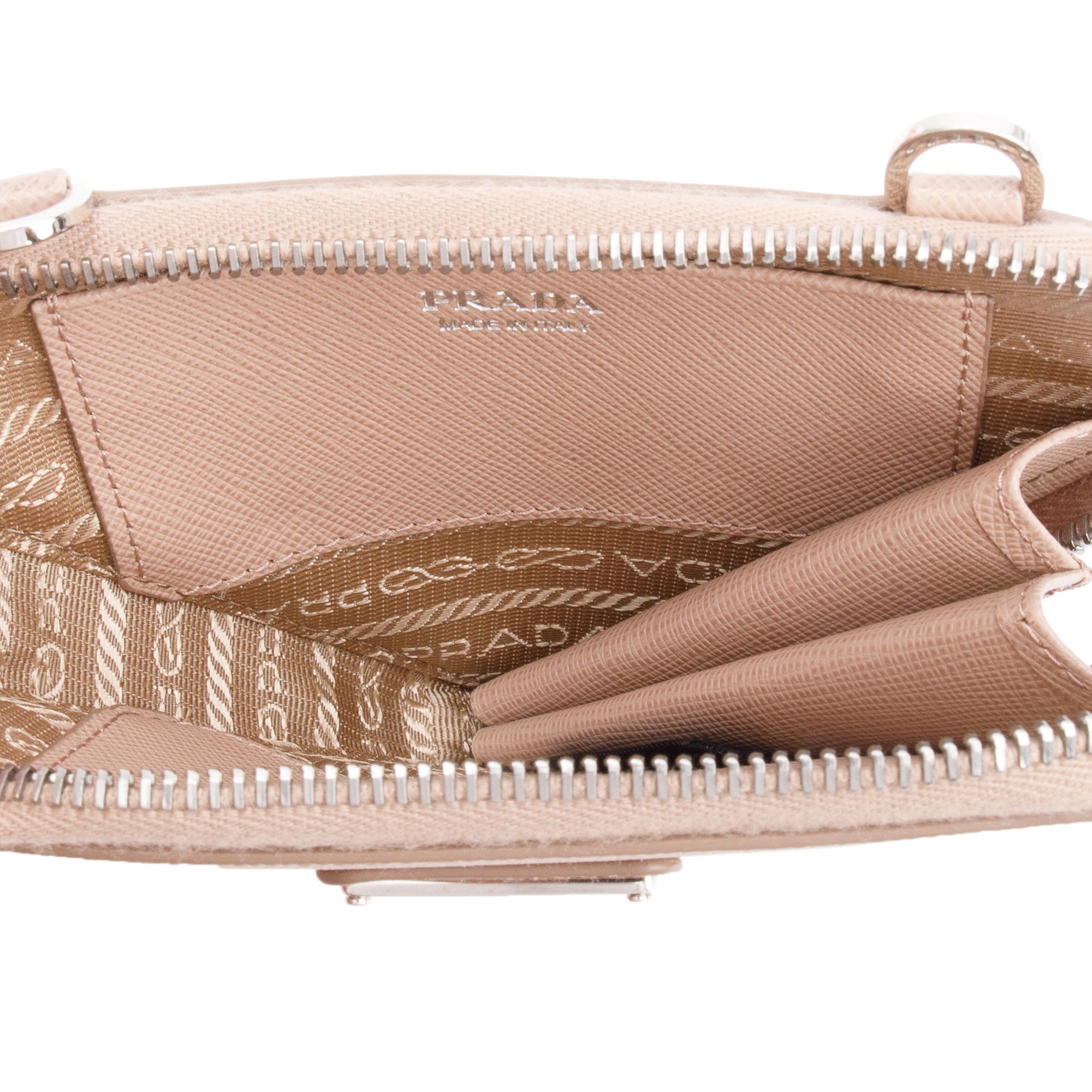 Prada Beige Saffiano Leather Mini Triangle Crossbody Bag w/ Box & Authenticity Card