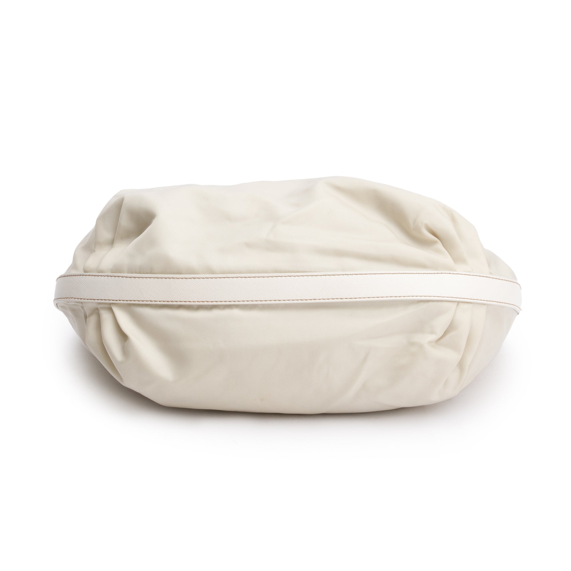 Prada Beige Saffiano Leather Trimmed Tessuto Nylon Hobo