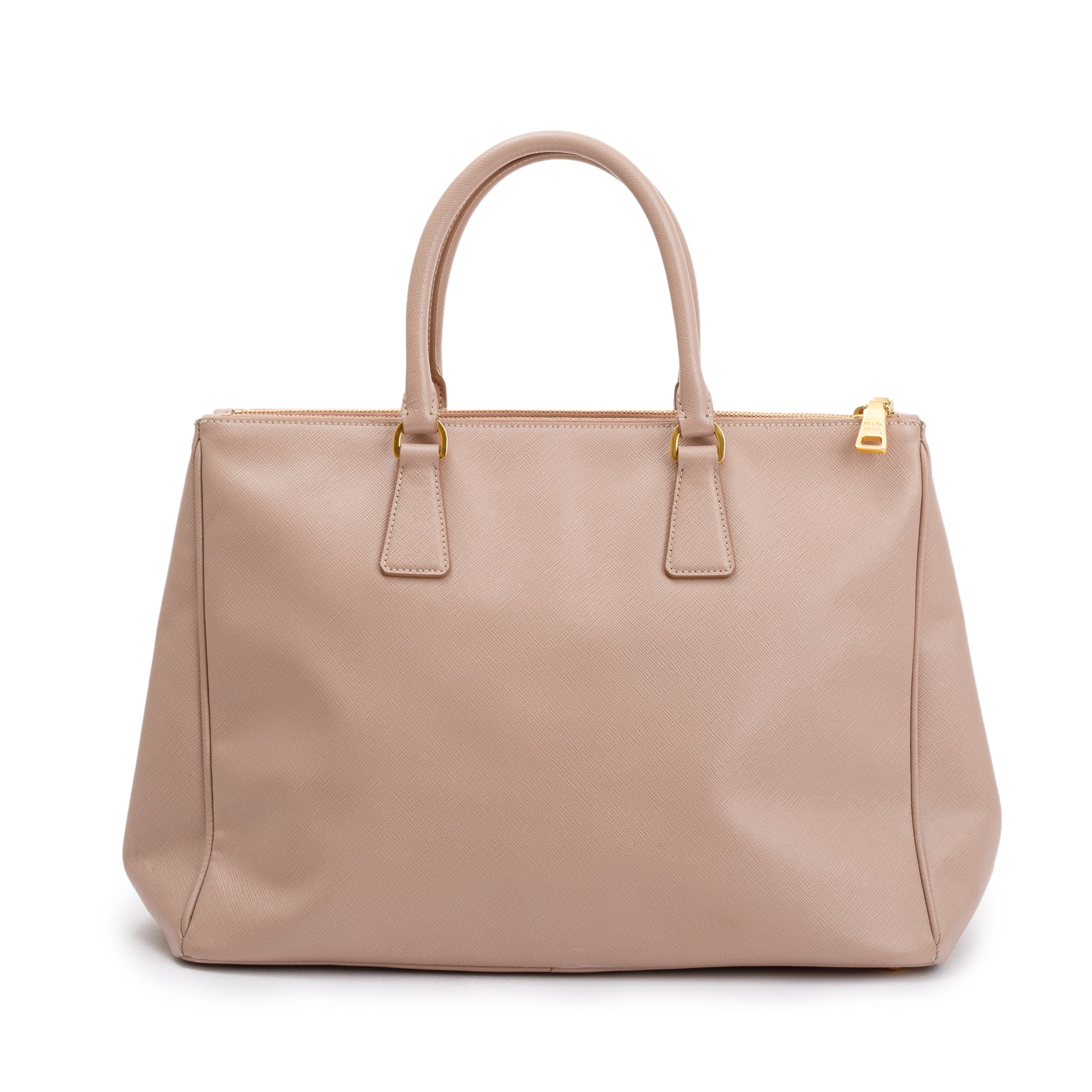 Prada Beige Saffiano Lux Large Double Zip Galleria Tote