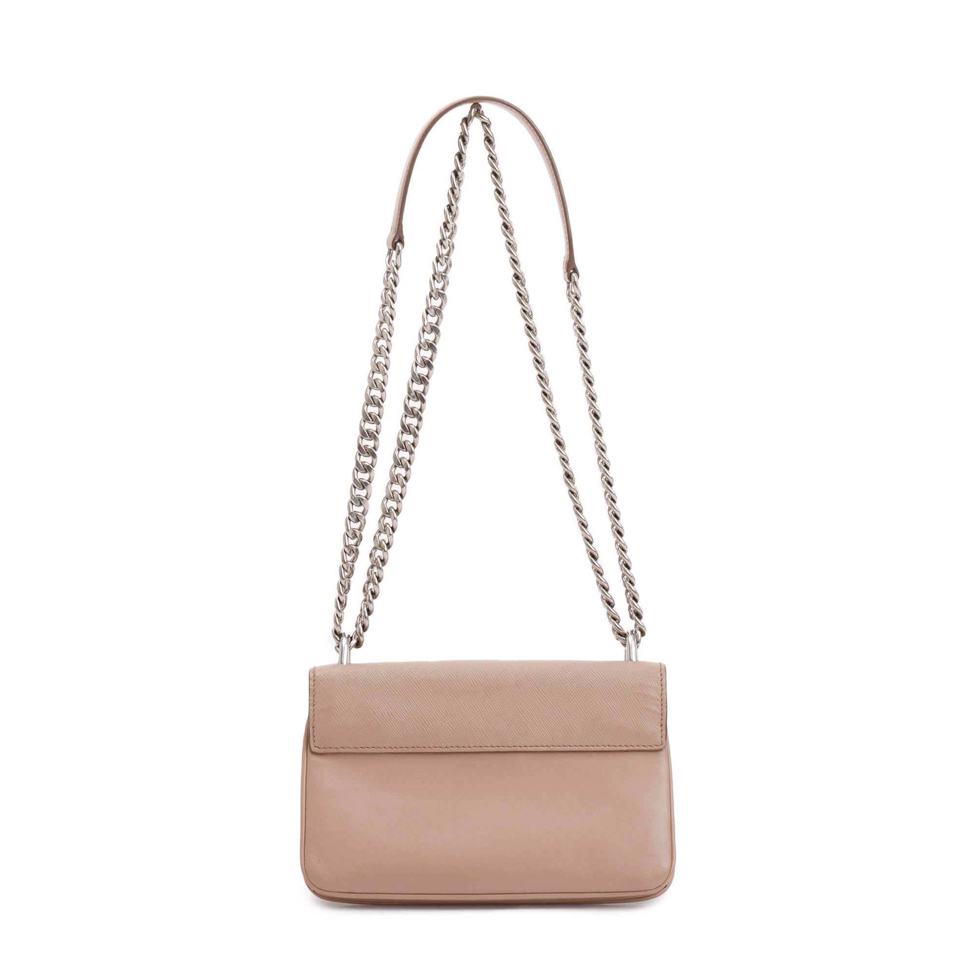 Prada Beige Saffiano Soft Calf Leather Chain Crossbody Bag w/ Authenticity Card