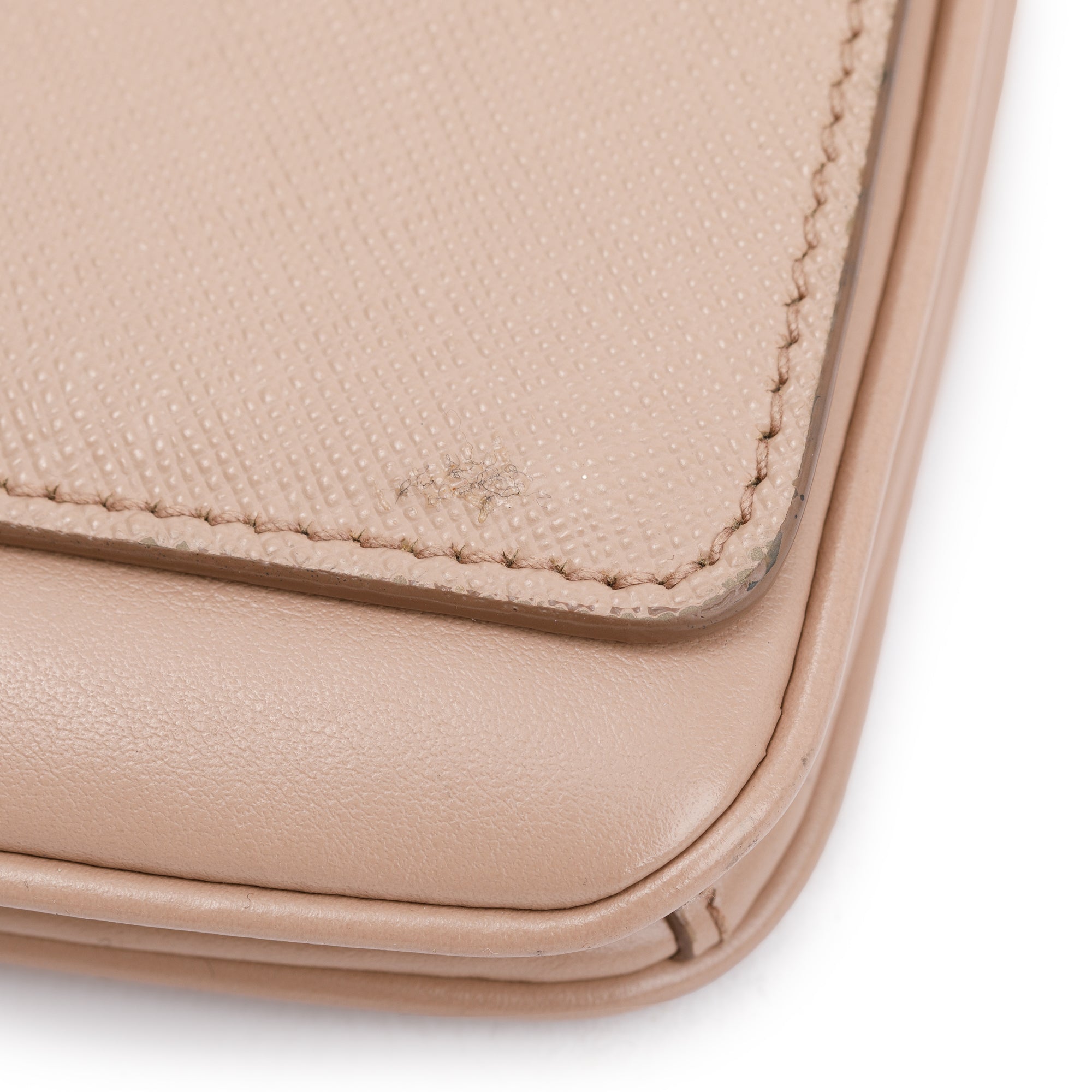 Prada Beige Saffiano Soft Calf Leather Chain Crossbody Bag w/ Authenticity Card