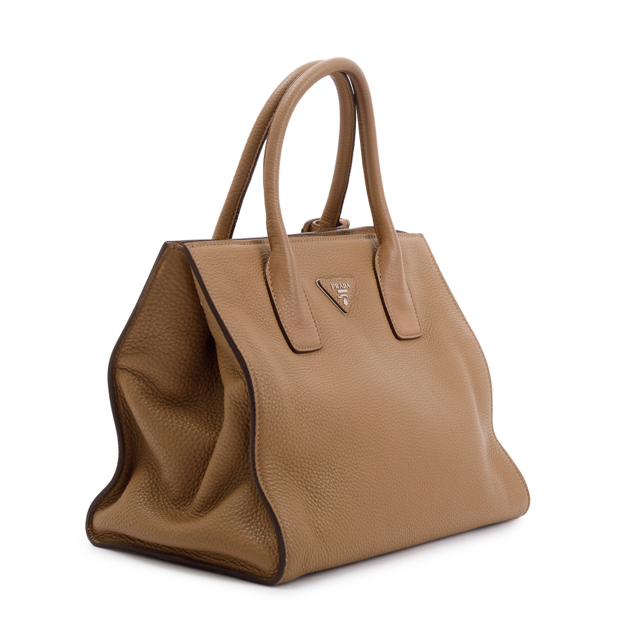 Prada Beige Vitello Daino Convertible Tote w/ Strap