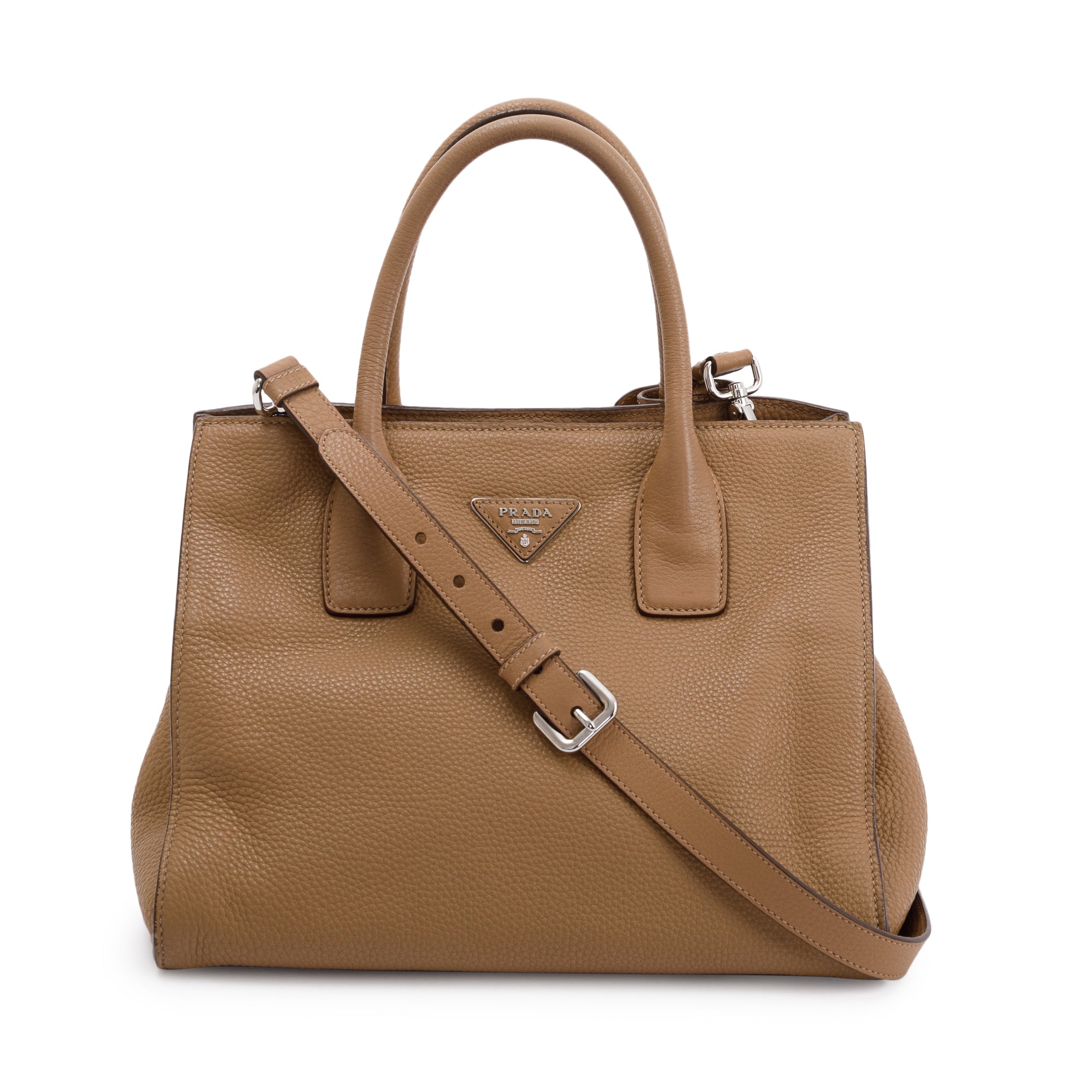 Prada Beige Vitello Daino Convertible Tote w/ Strap