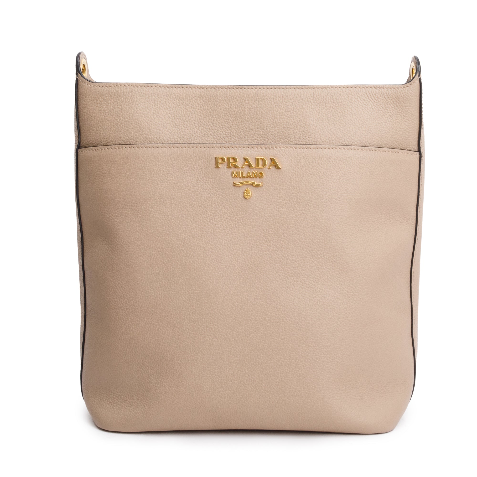 Prada Beige Vitello Daino Hobo Messenger Bag w/ Strap