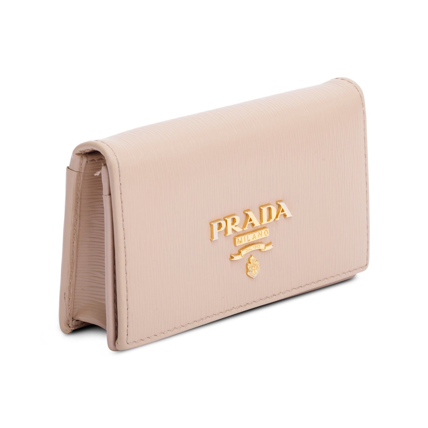 Prada Beige Vitello Move Leather Flap Card Holder w/ Box & Authenticity Card