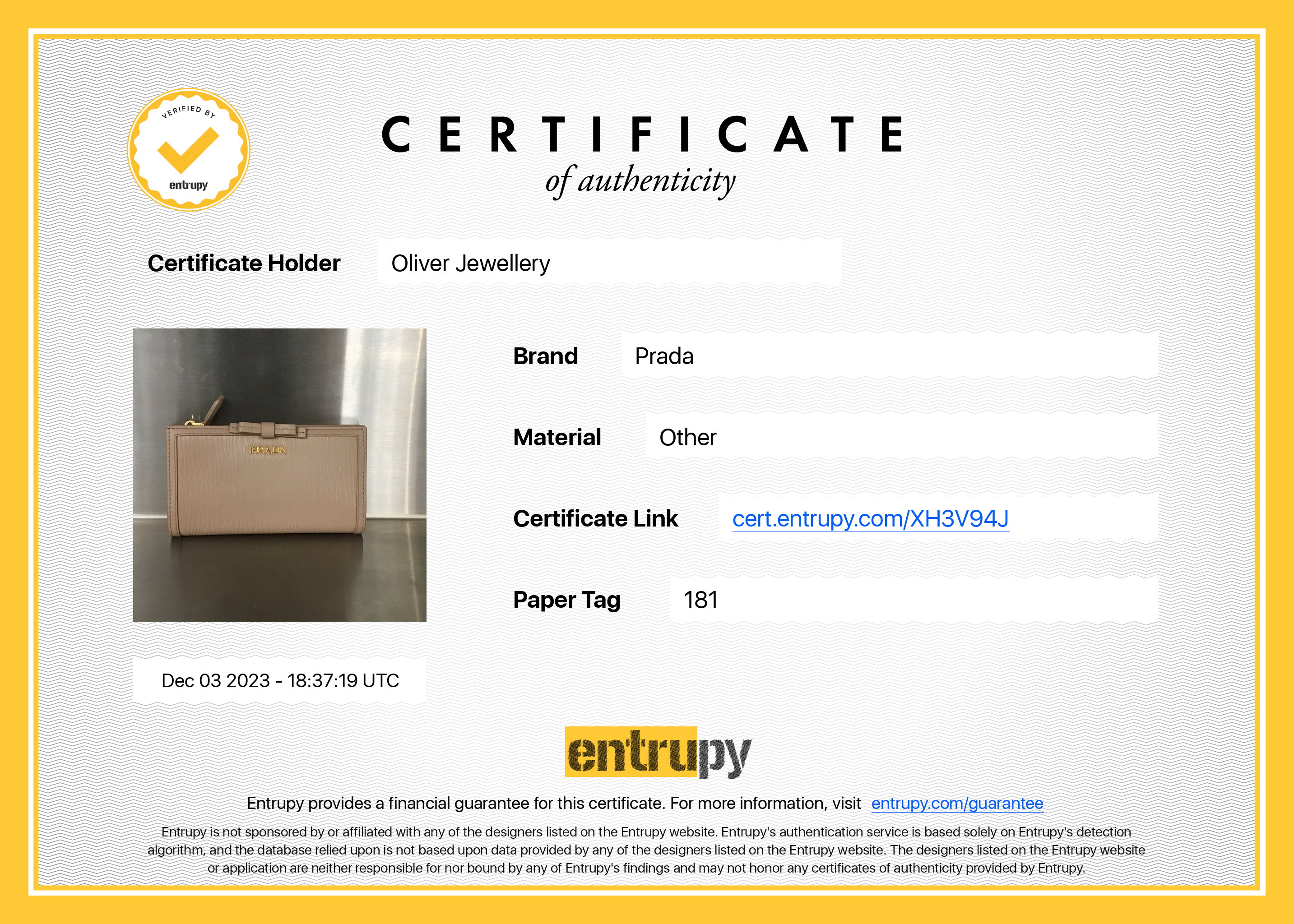 Prada Beige Vitello Move Leather Wallet