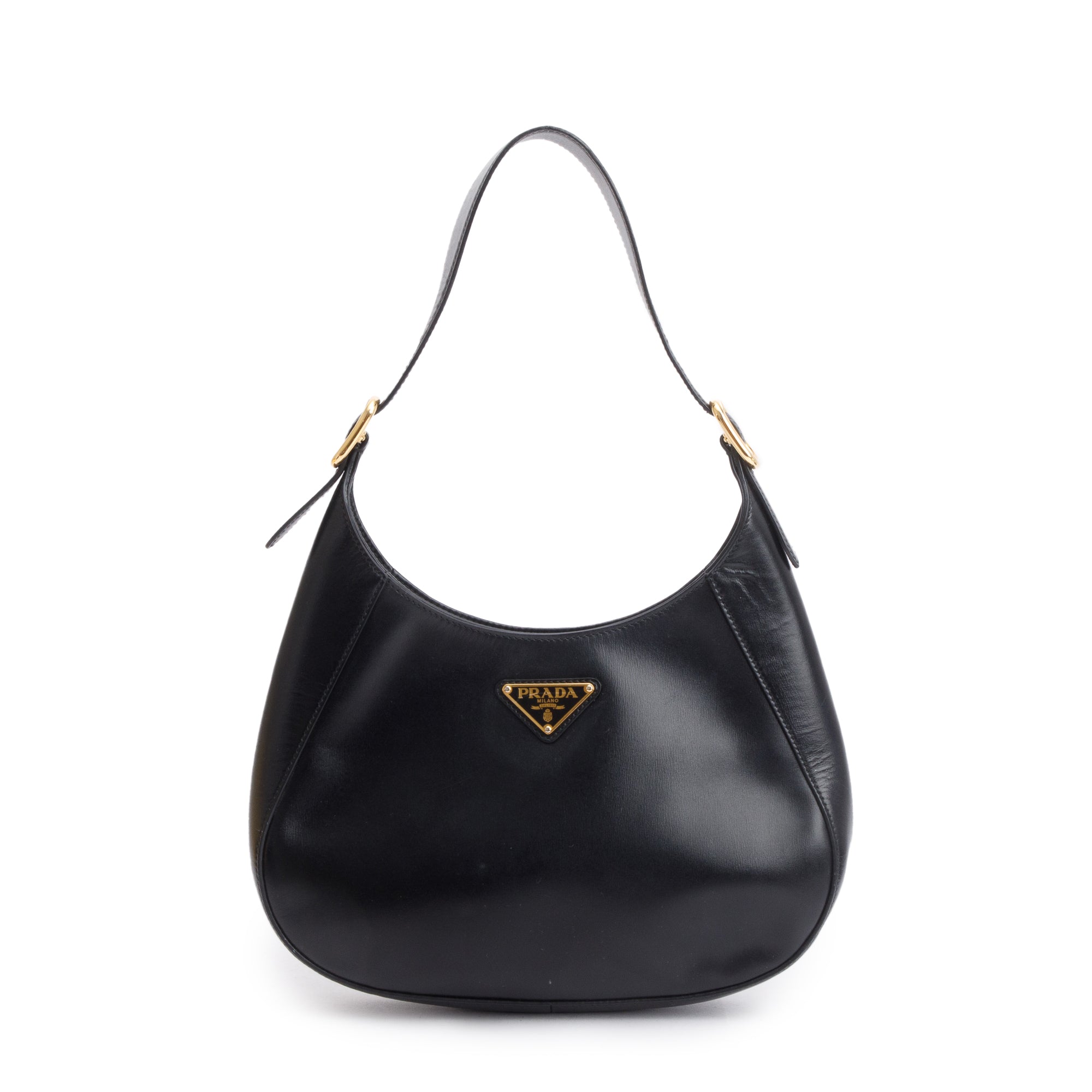 Prada Black Box Calf Leather Cleo Bag w/ Authenticity Card