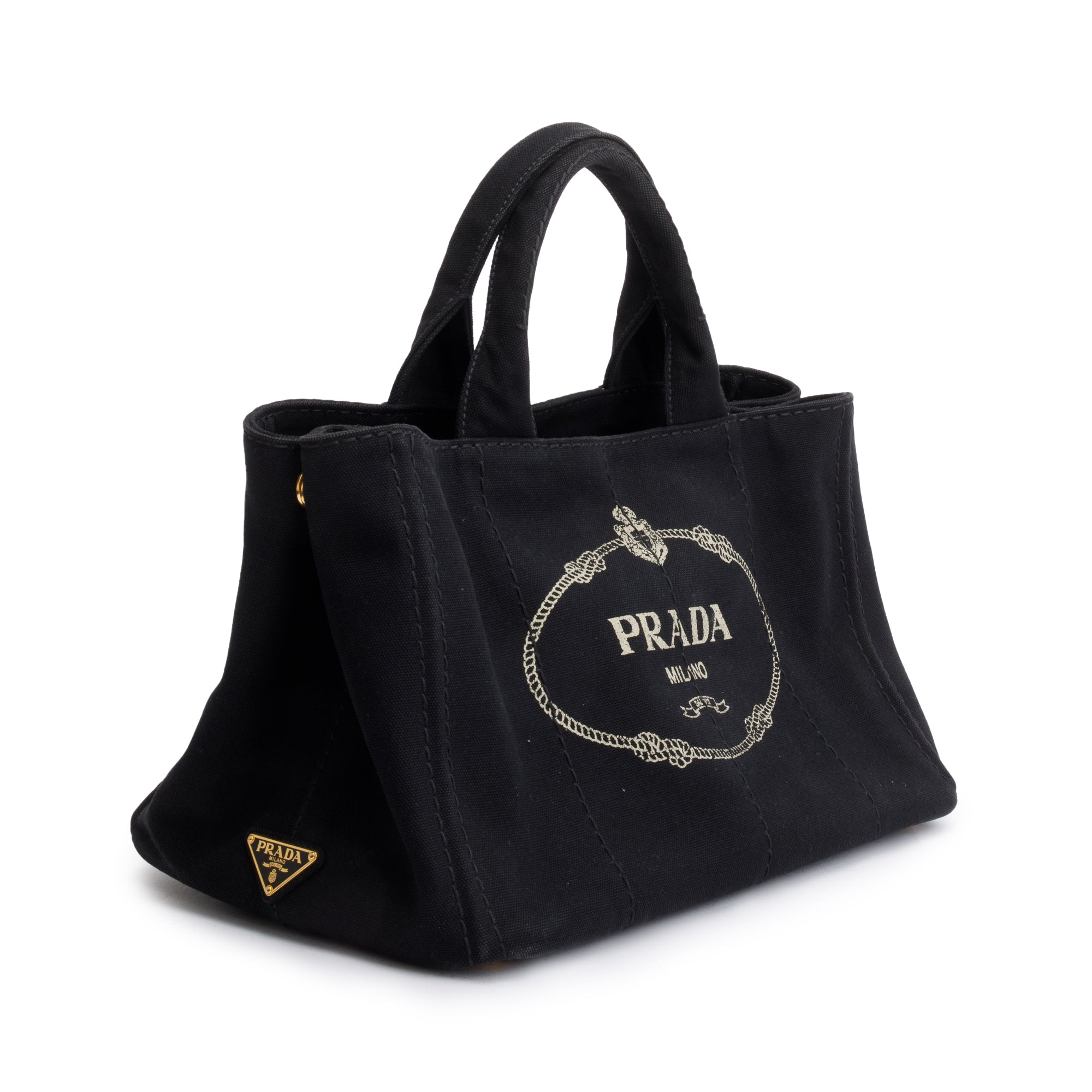 Prada Black Canvas Canapa Logo Tote w/ Strap