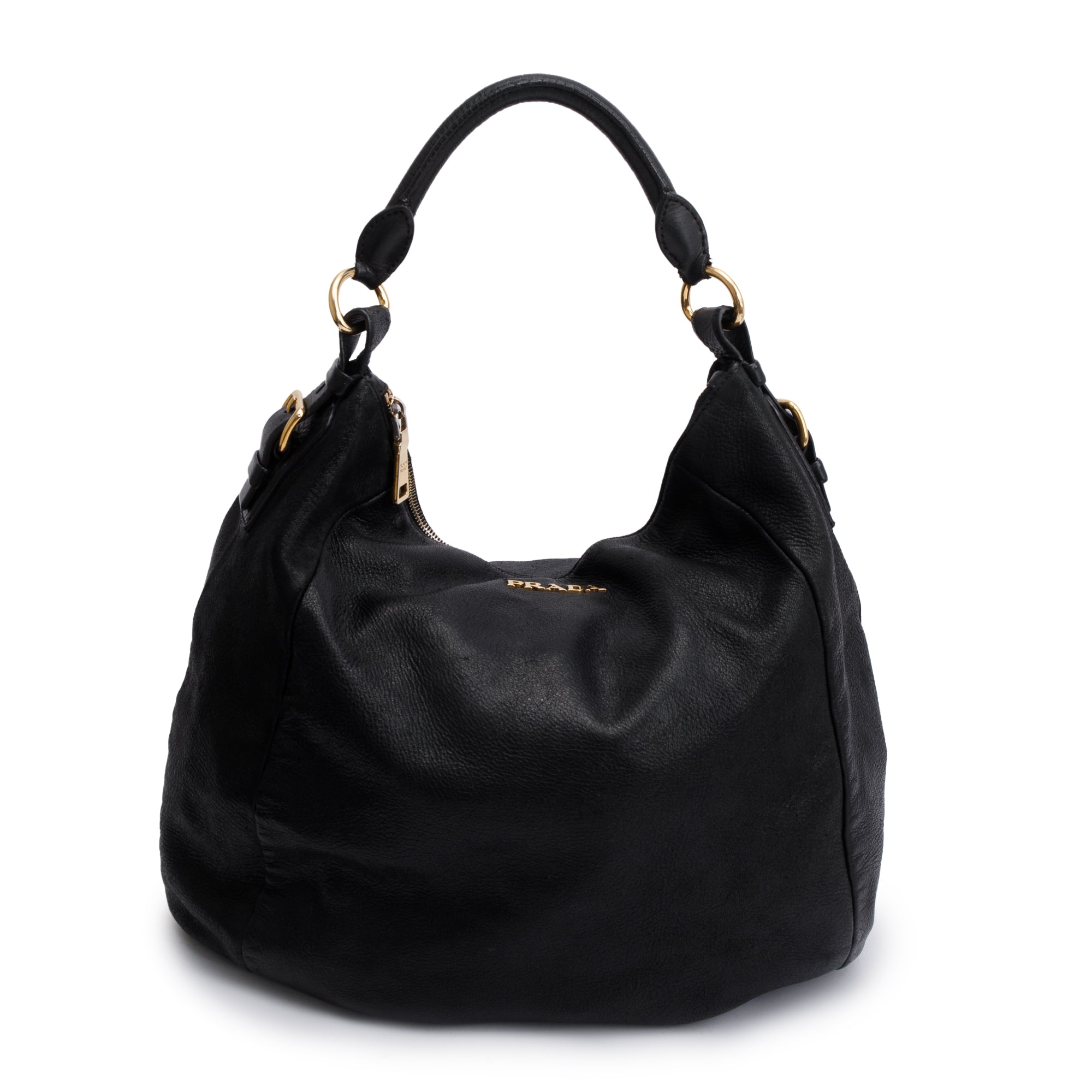 Prada Black Cervo Shine Hobo