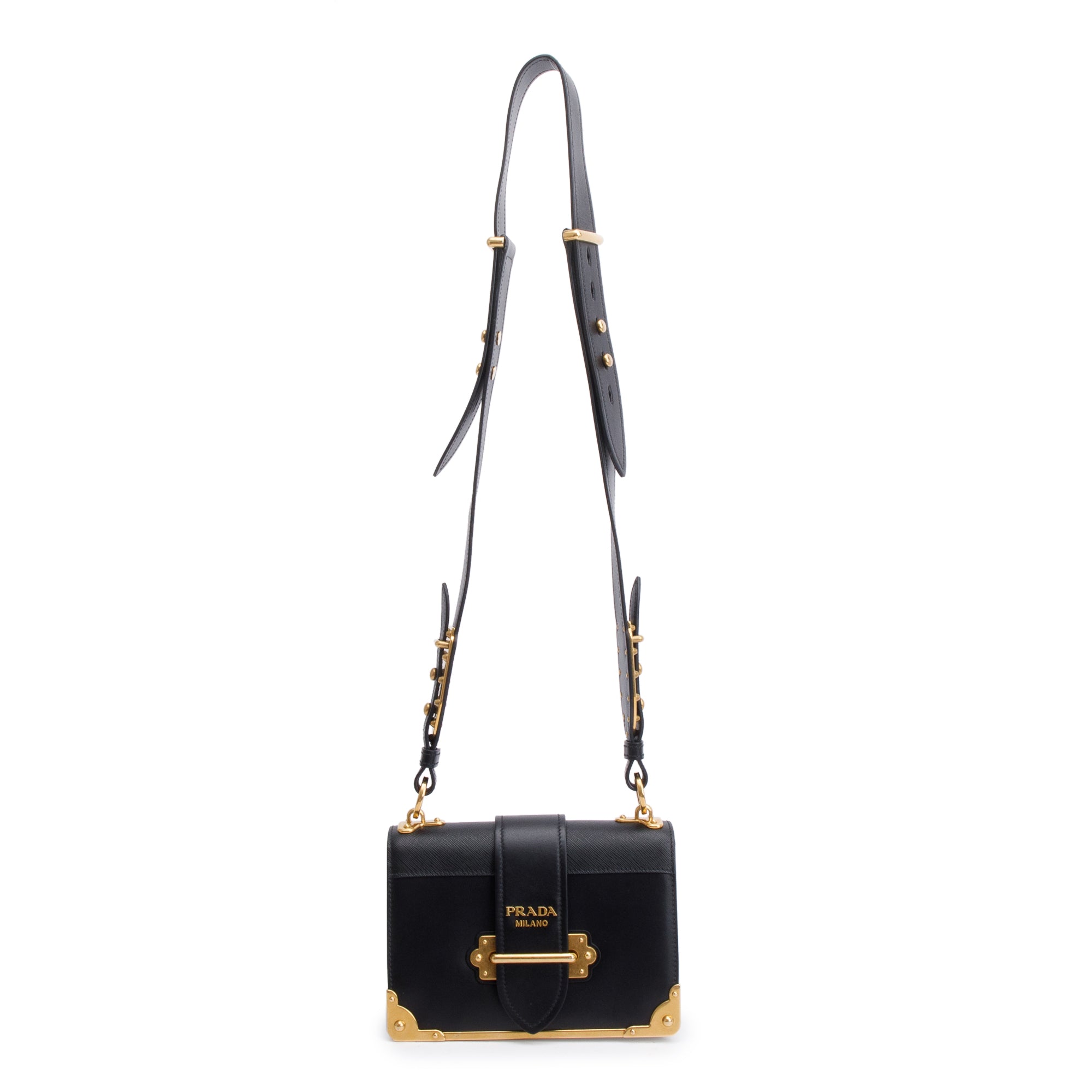 Prada Black City Calf Saffiano Cahier Bag