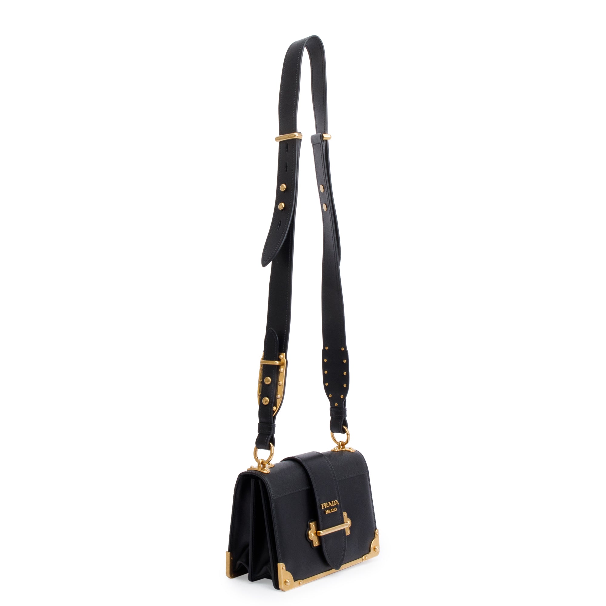 Prada Black City Calf Saffiano Cahier Bag