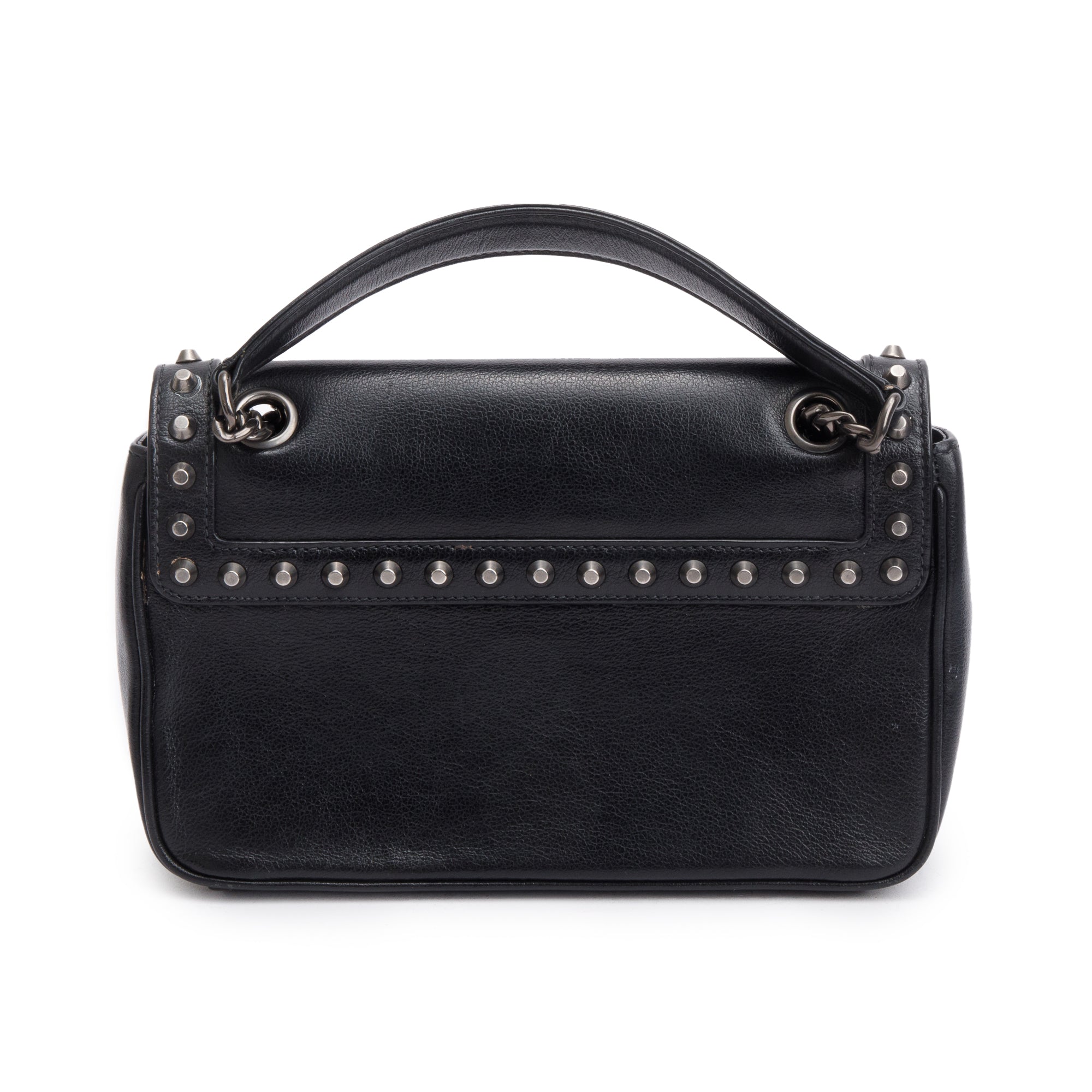Prada Black Glace Calf Studded Crossbody Bag