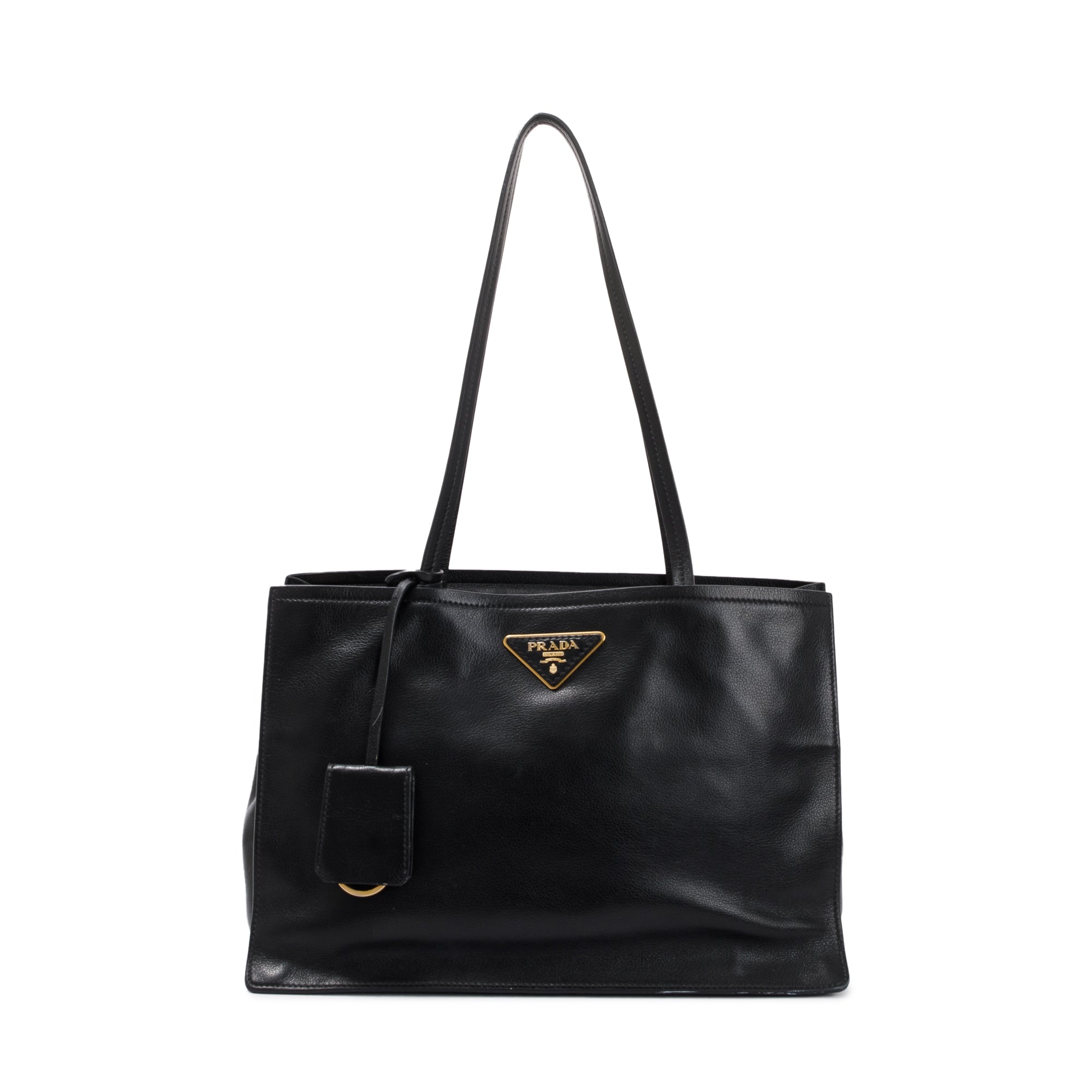 Prada Black Glace Calf Tote Bag