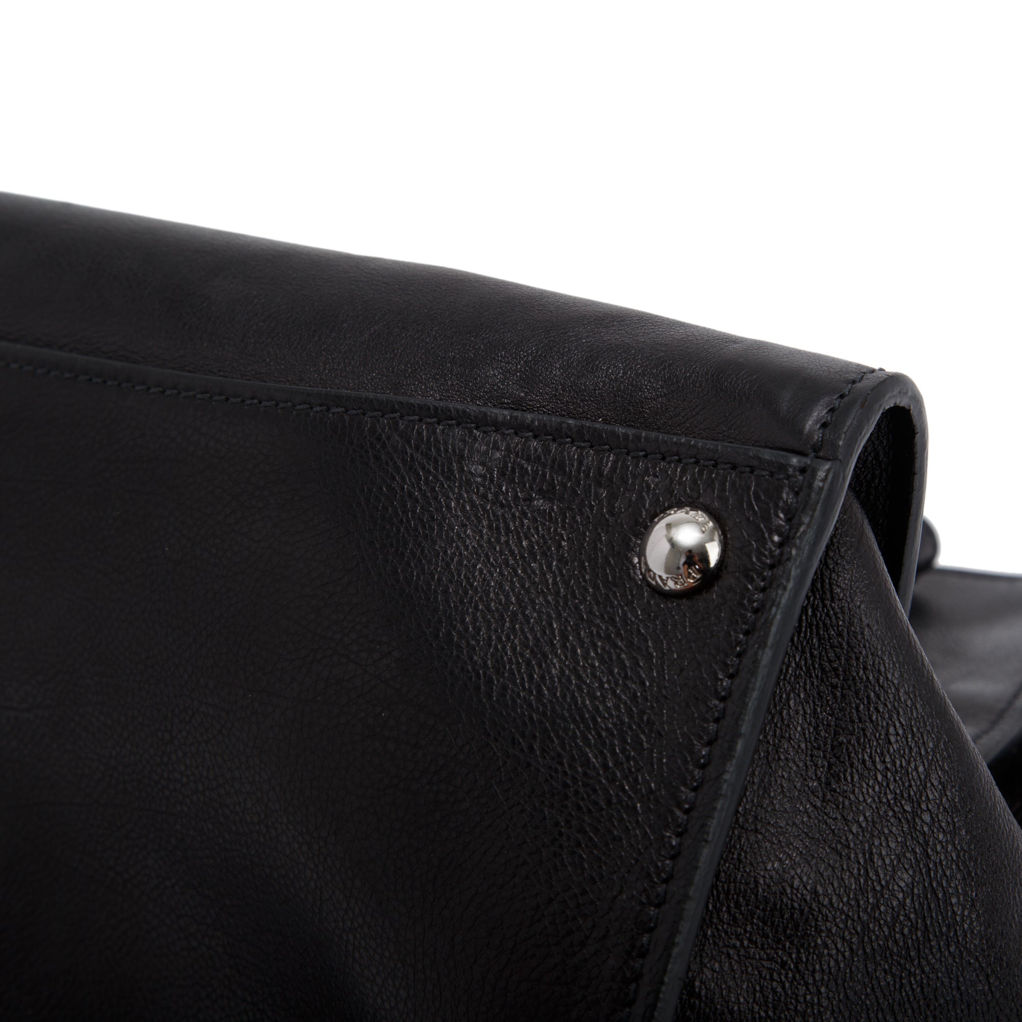 Prada Black Glace Calf Twin Pocket Tote w/ Strap