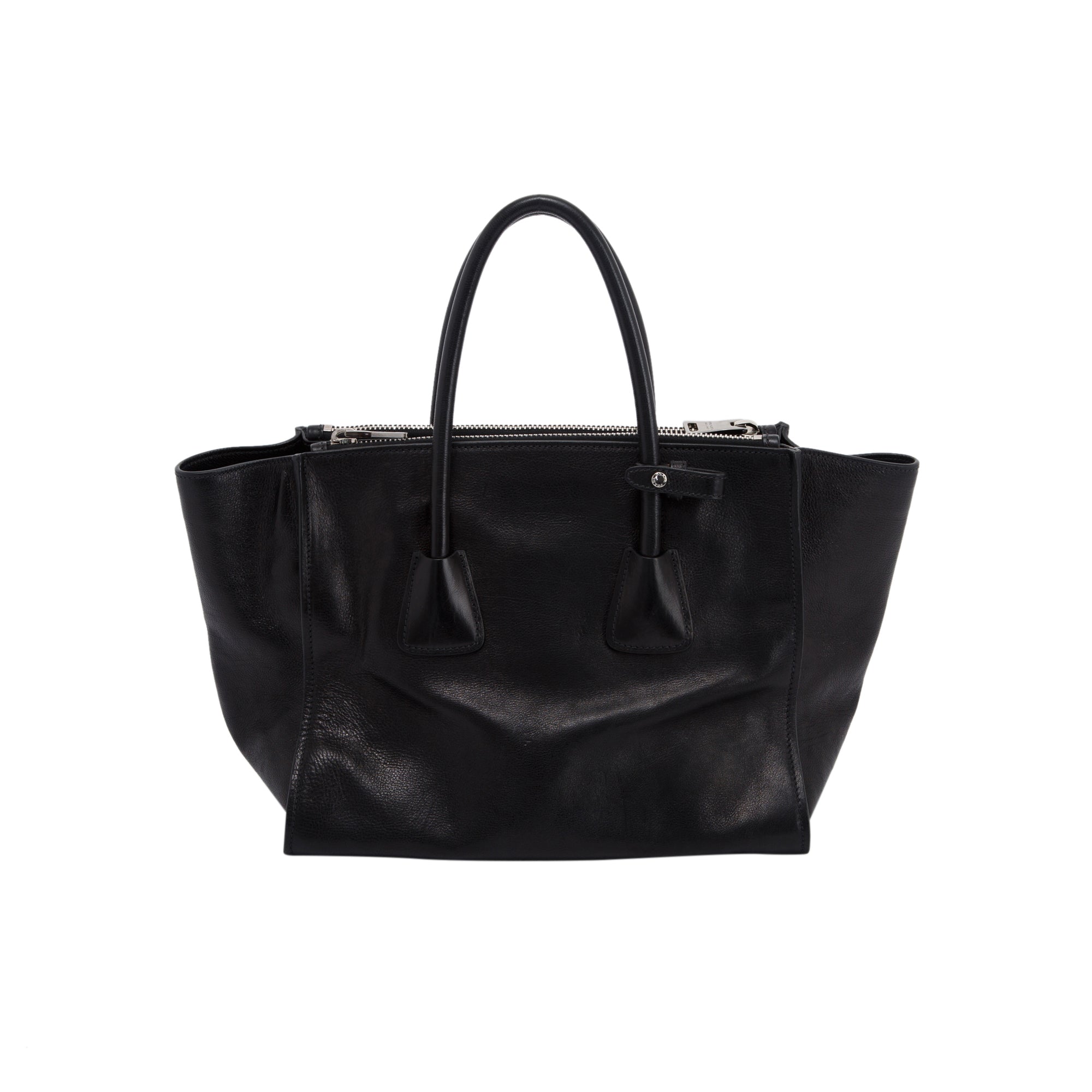 Prada Black Glace Calf Twin Pocket Tote w/ Strap